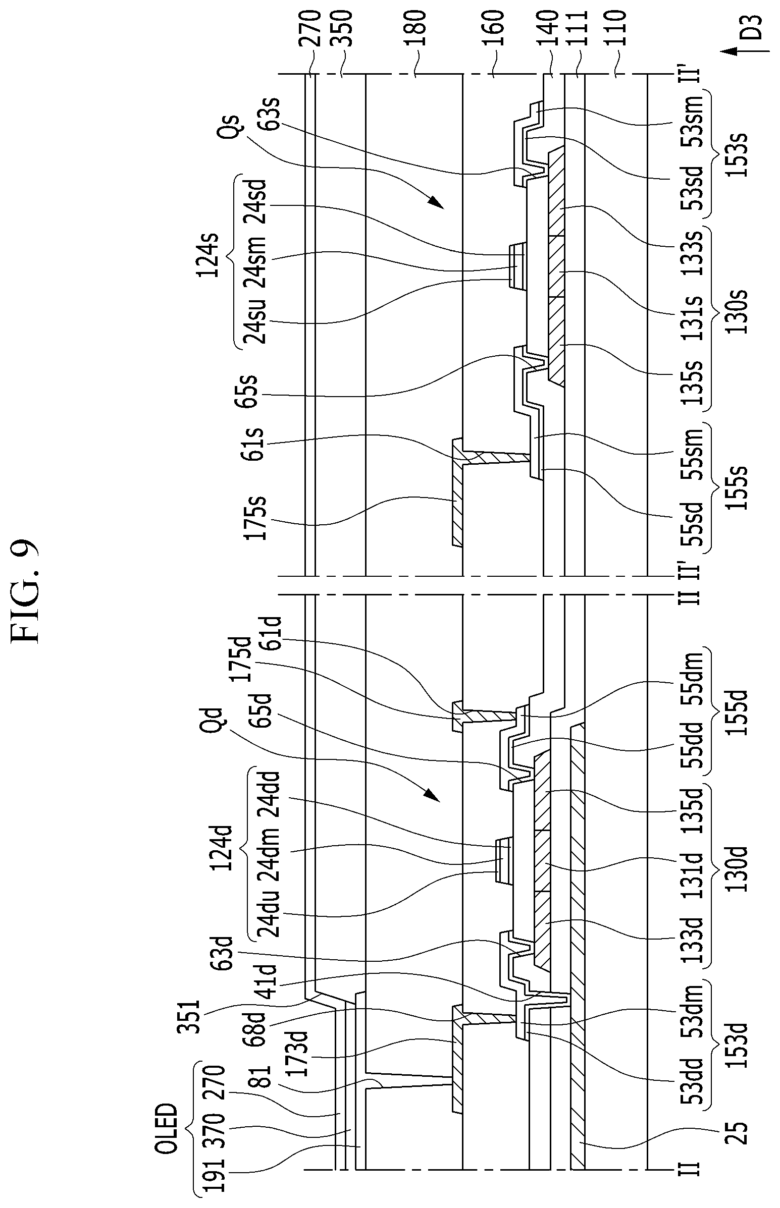 Patent US12310181 Figure 9 – Transistor array panel, manufacturing method thereof, and display device including the same