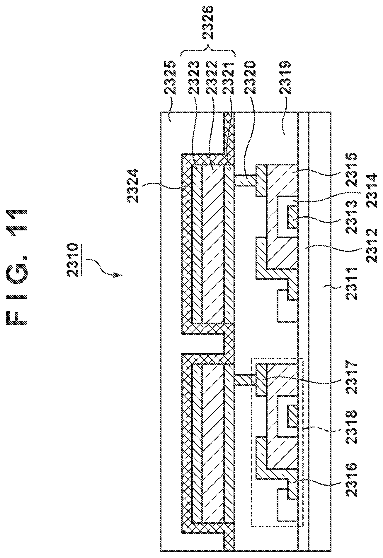 Patent US12310183 Figure 8 – Organic device having an insulating layer with an upper surface including a slope portion with an angle between 50° and 180° with respect to a surface parallel to a main surface