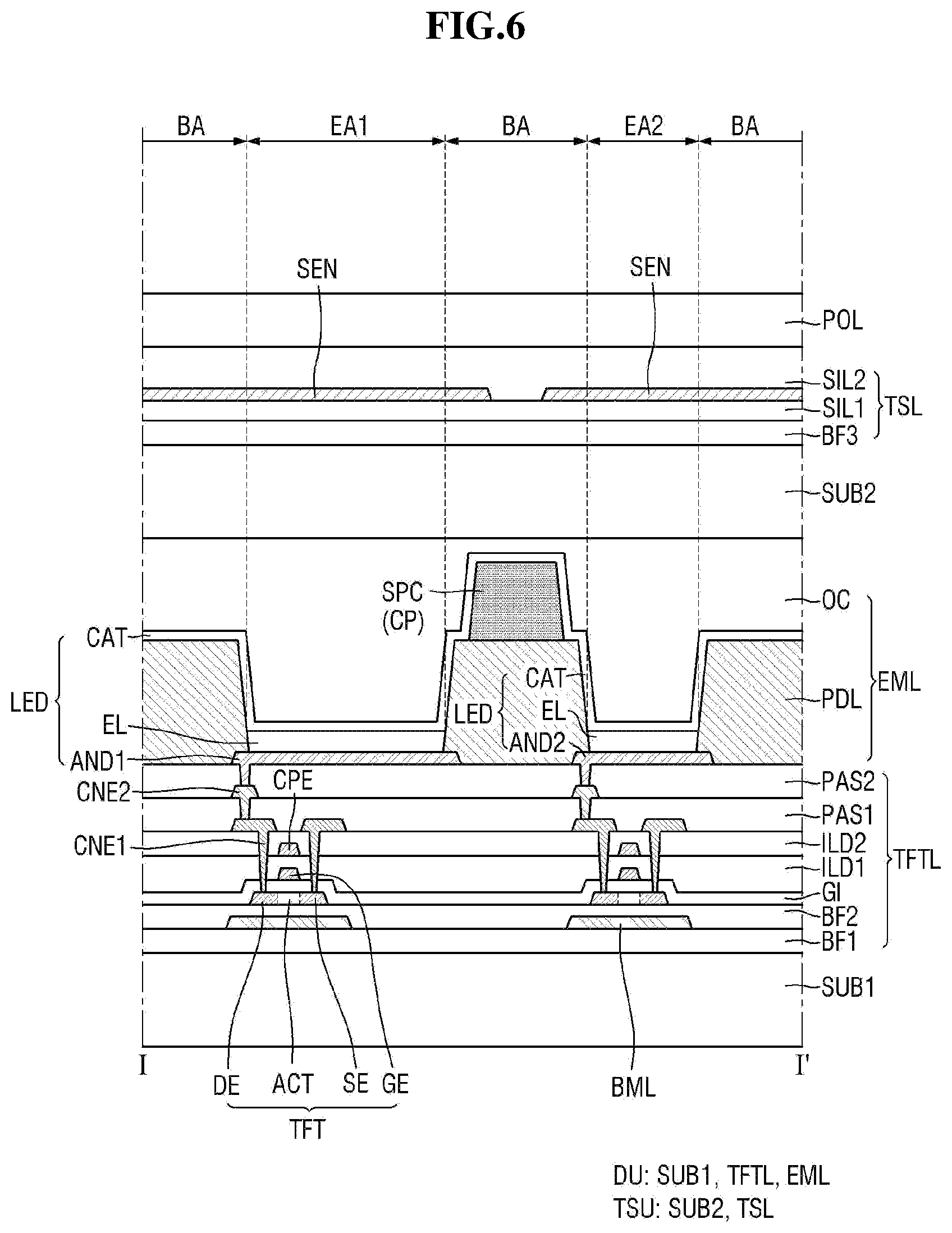 Patent US12310185 Figure 6 – Display device and sensing system including the same