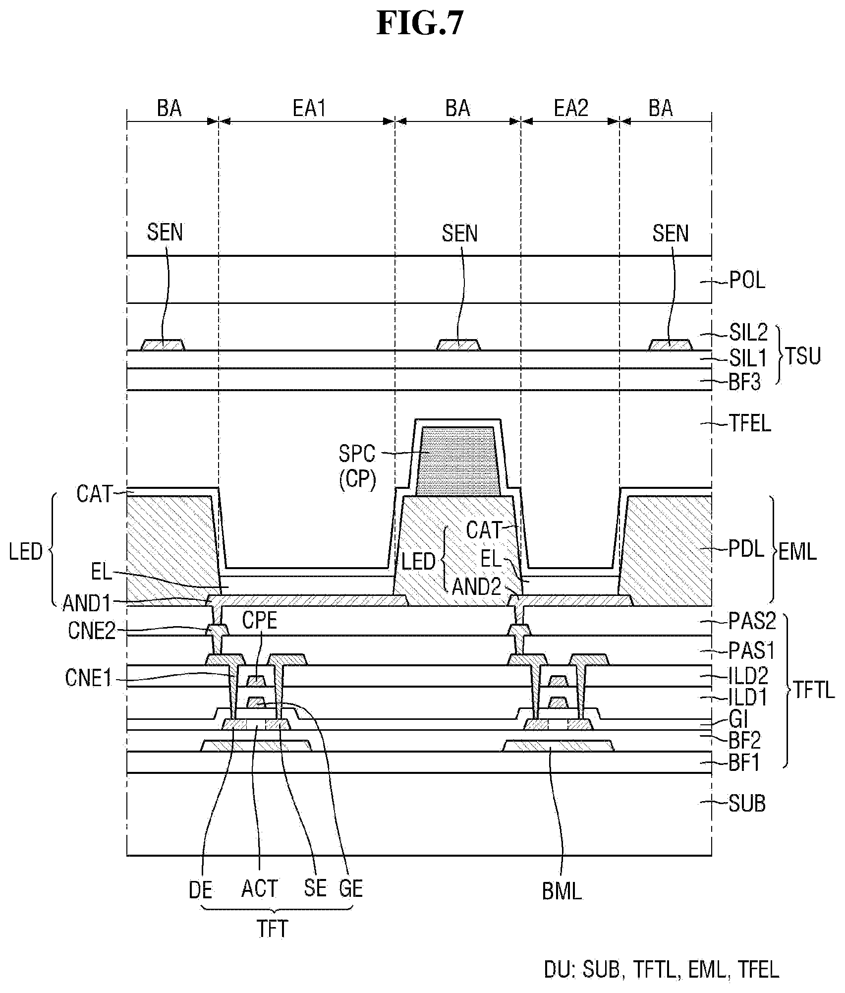 Patent US12310185 Figure 7 – Display device and sensing system including the same