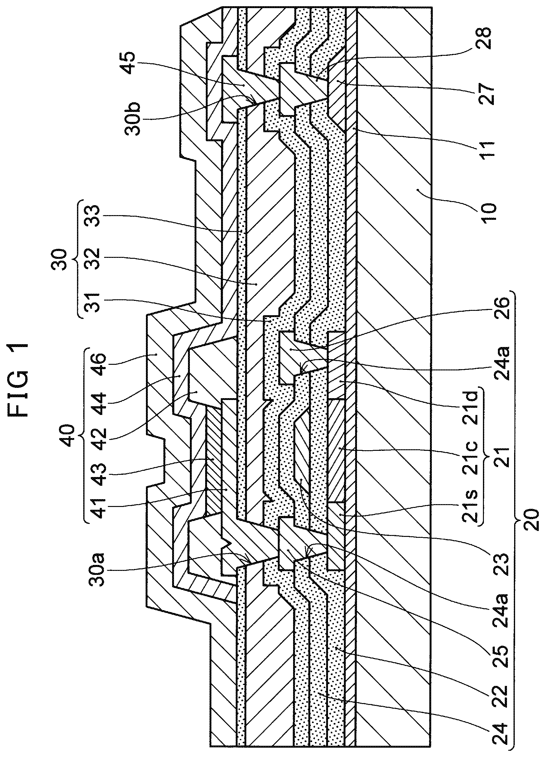 Patent US12310187 Figure 1 – Organic EL display device in which the light of small sub-pixels are properly guided, and manufacturing method therefor