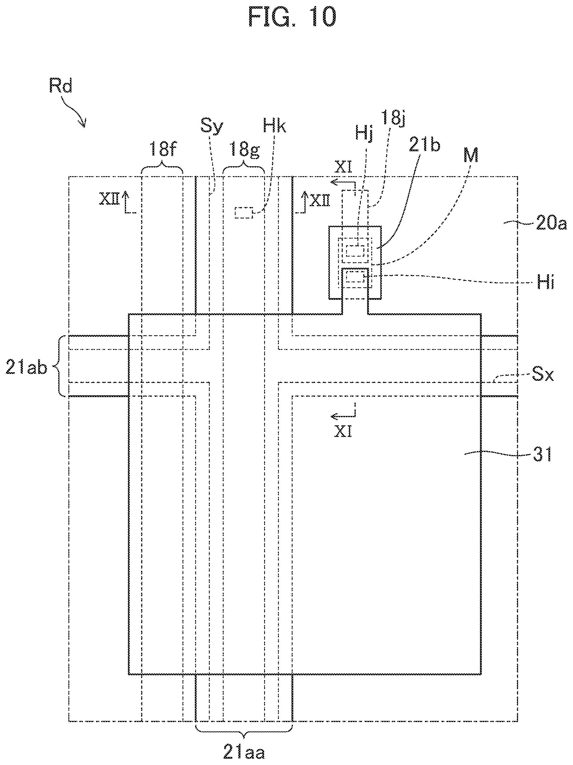 Patent US12310194 Figure 8 – Display device with interlayer insulating film having column slit for power-source line