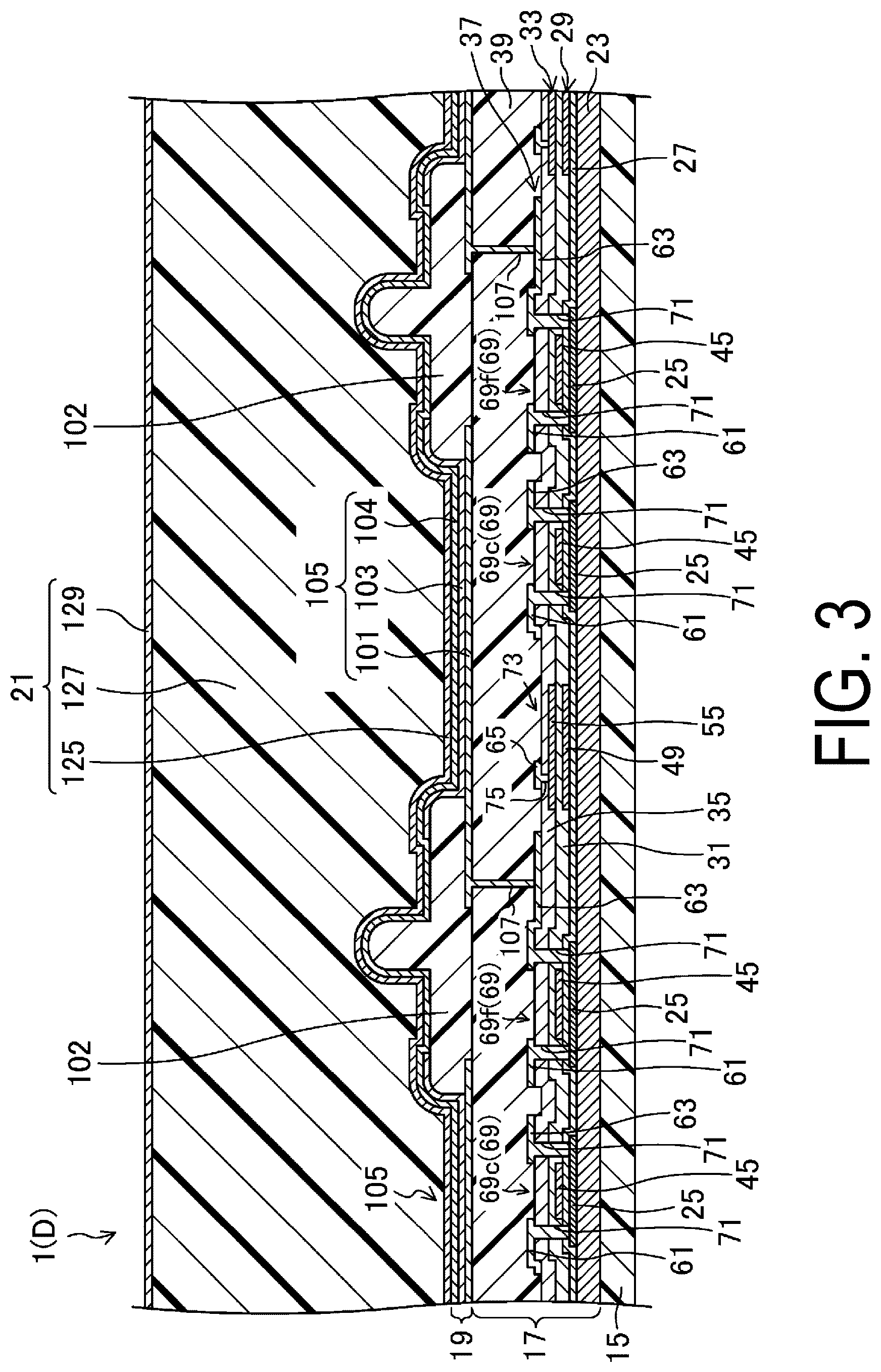 Patent US12310201 Figure 3 – Display device with slits and island-shaped protruding portions in the bending regions