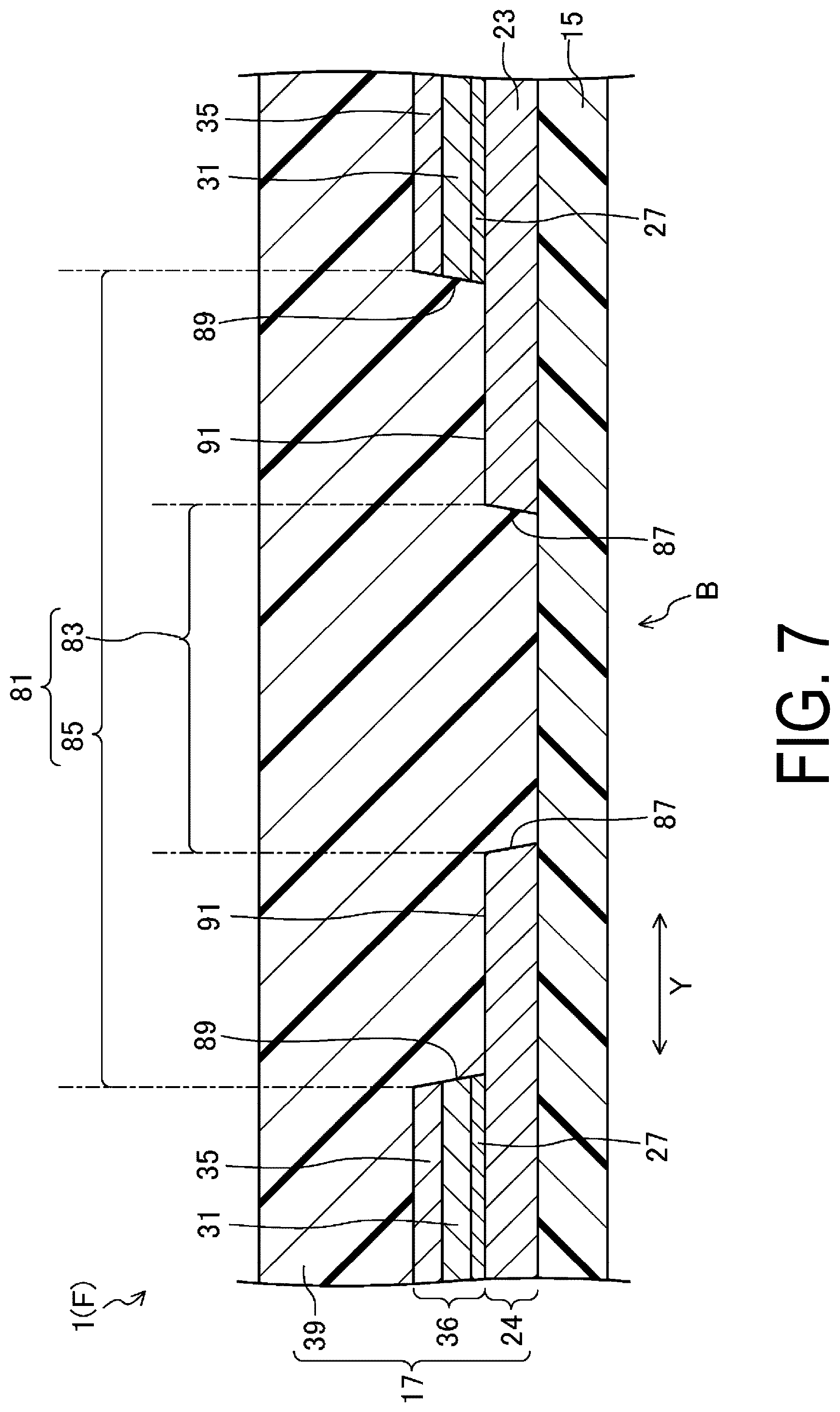 Patent US12310201 Figure 7 – Display device with slits and island-shaped protruding portions in the bending regions