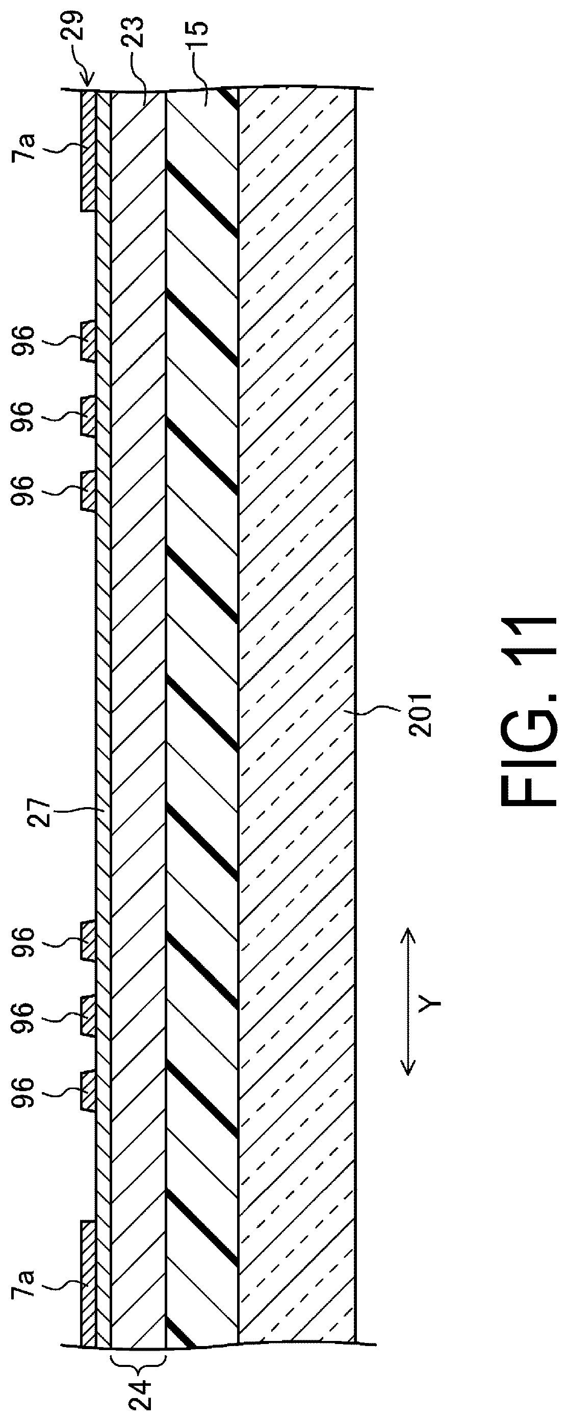 Patent US12310201 Figure 11 – Display device with slits and island-shaped protruding portions in the bending regions