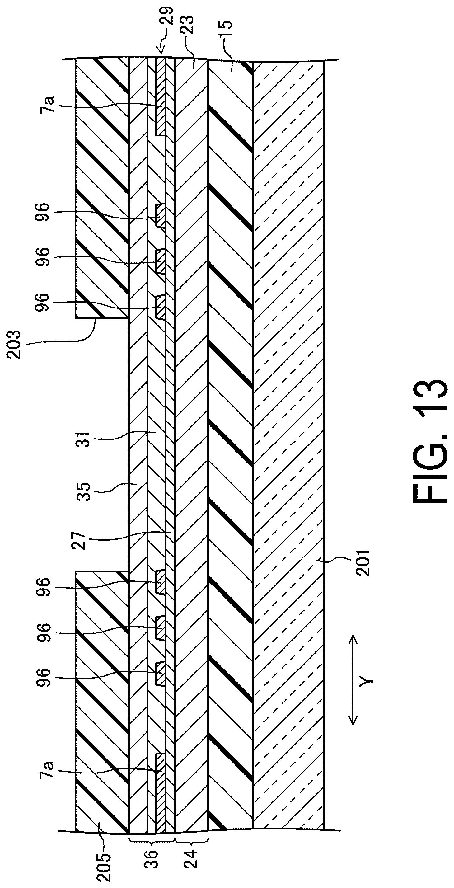 Patent US12310201 Figure 13 – Display device with slits and island-shaped protruding portions in the bending regions