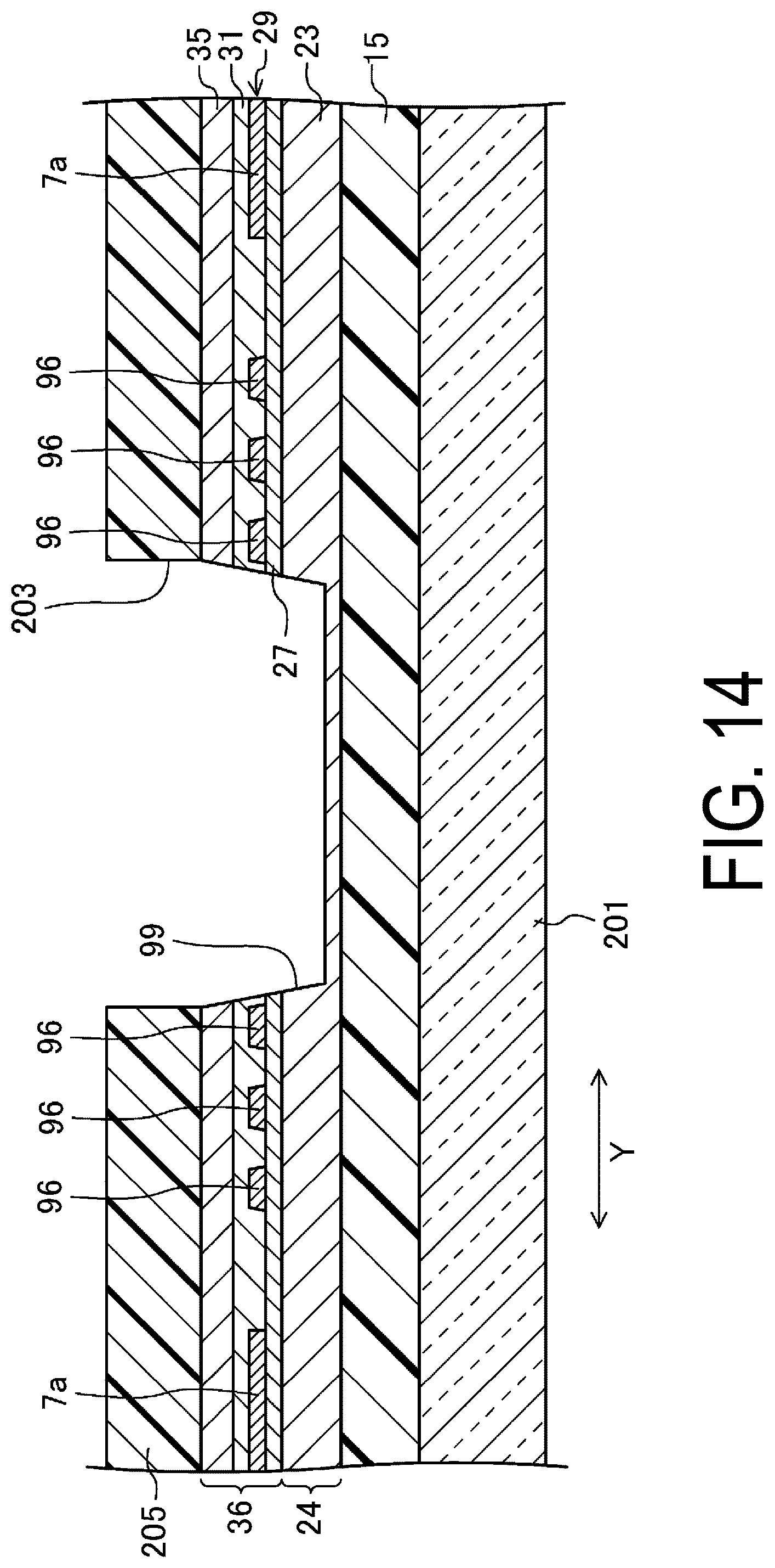 Patent US12310201 Figure 14 – Display device with slits and island-shaped protruding portions in the bending regions