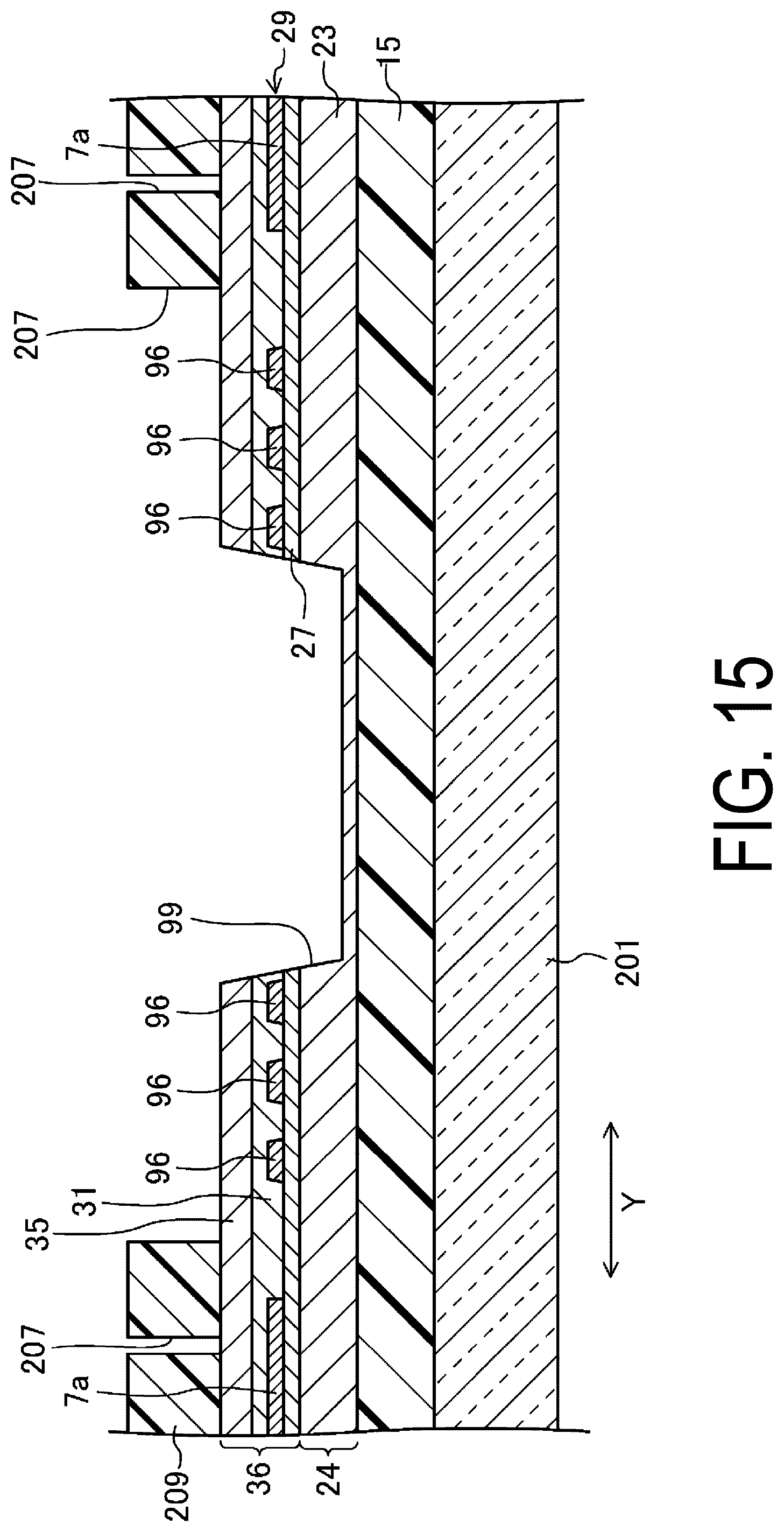 Patent US12310201 Figure 15 – Display device with slits and island-shaped protruding portions in the bending regions