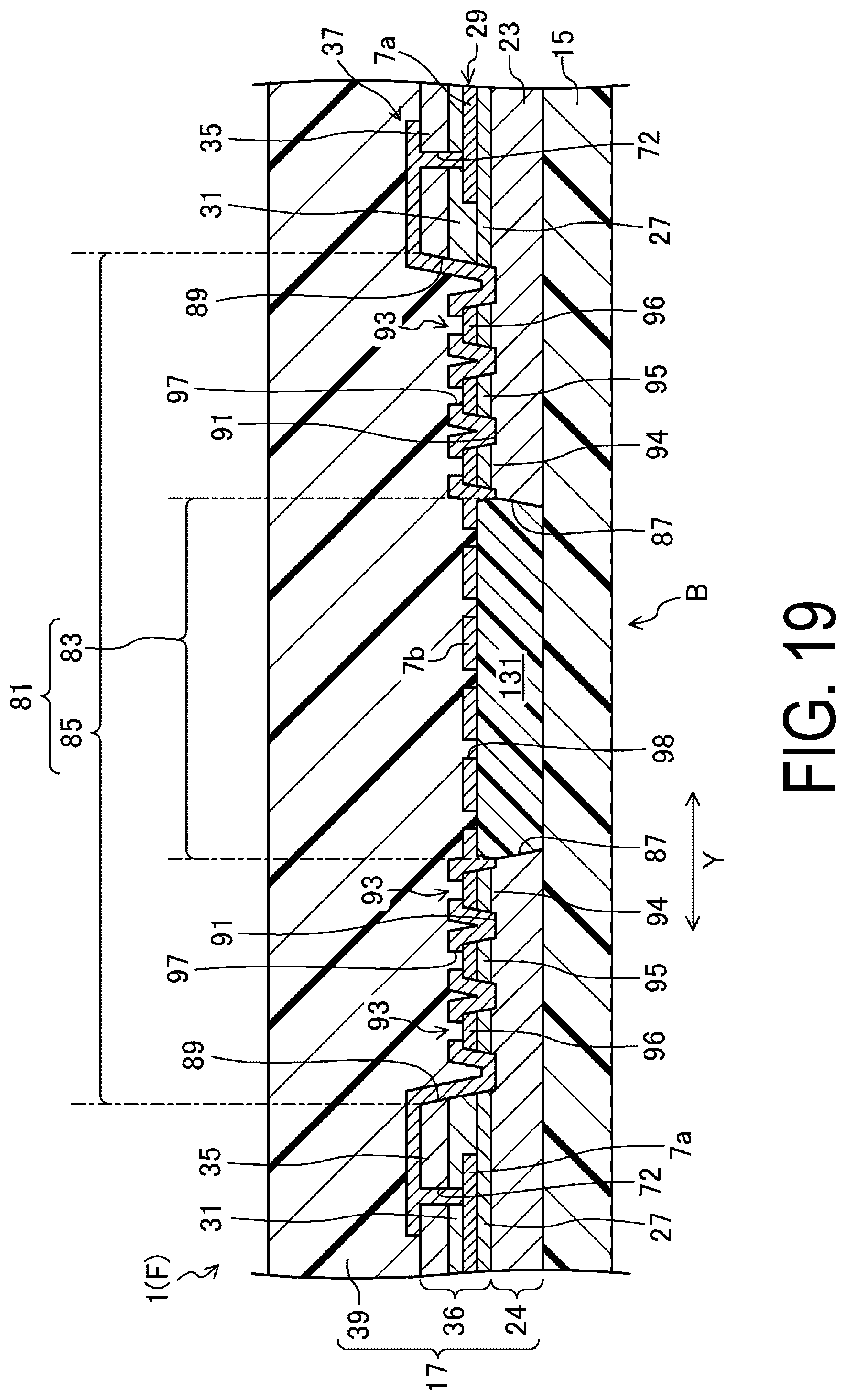 Patent US12310201 Figure 19 – Display device with slits and island-shaped protruding portions in the bending regions