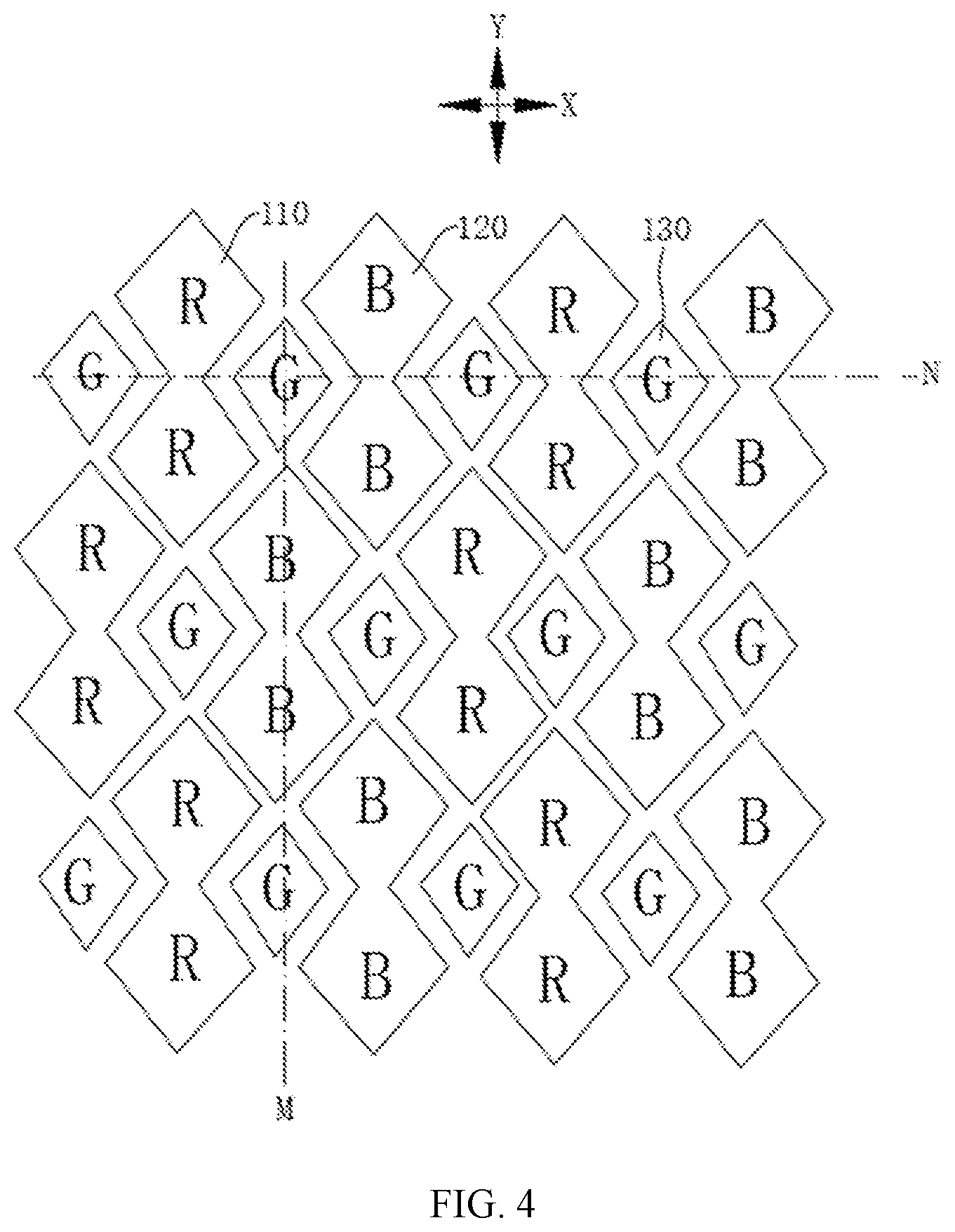 Patent US12310213 Figure 4 – Pixel arrangement structure, display panel, and mask assembly