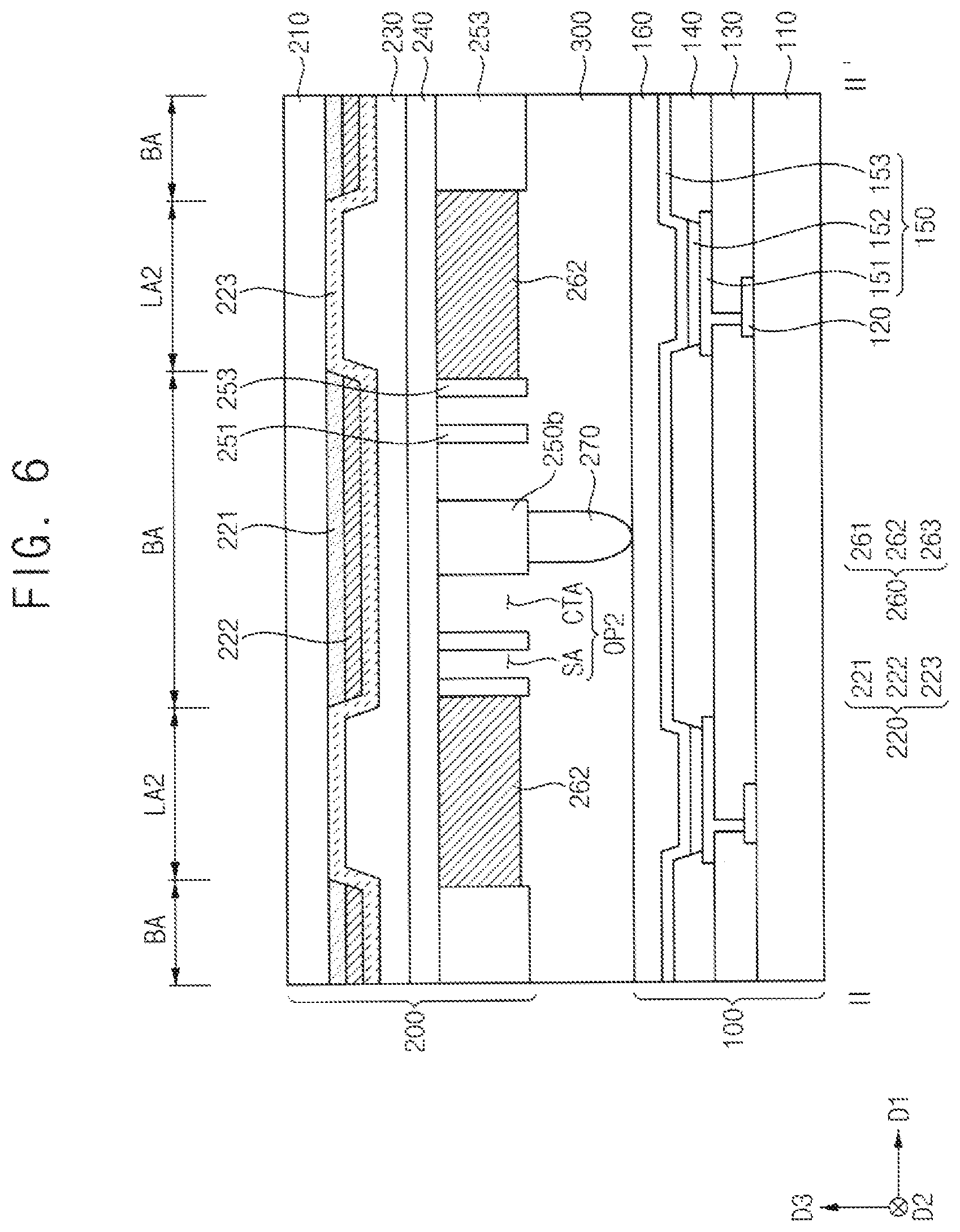Patent US12310217 Figure 5 – Color conversion substrate including first bank structure surrounding second bank structure and display device including the same