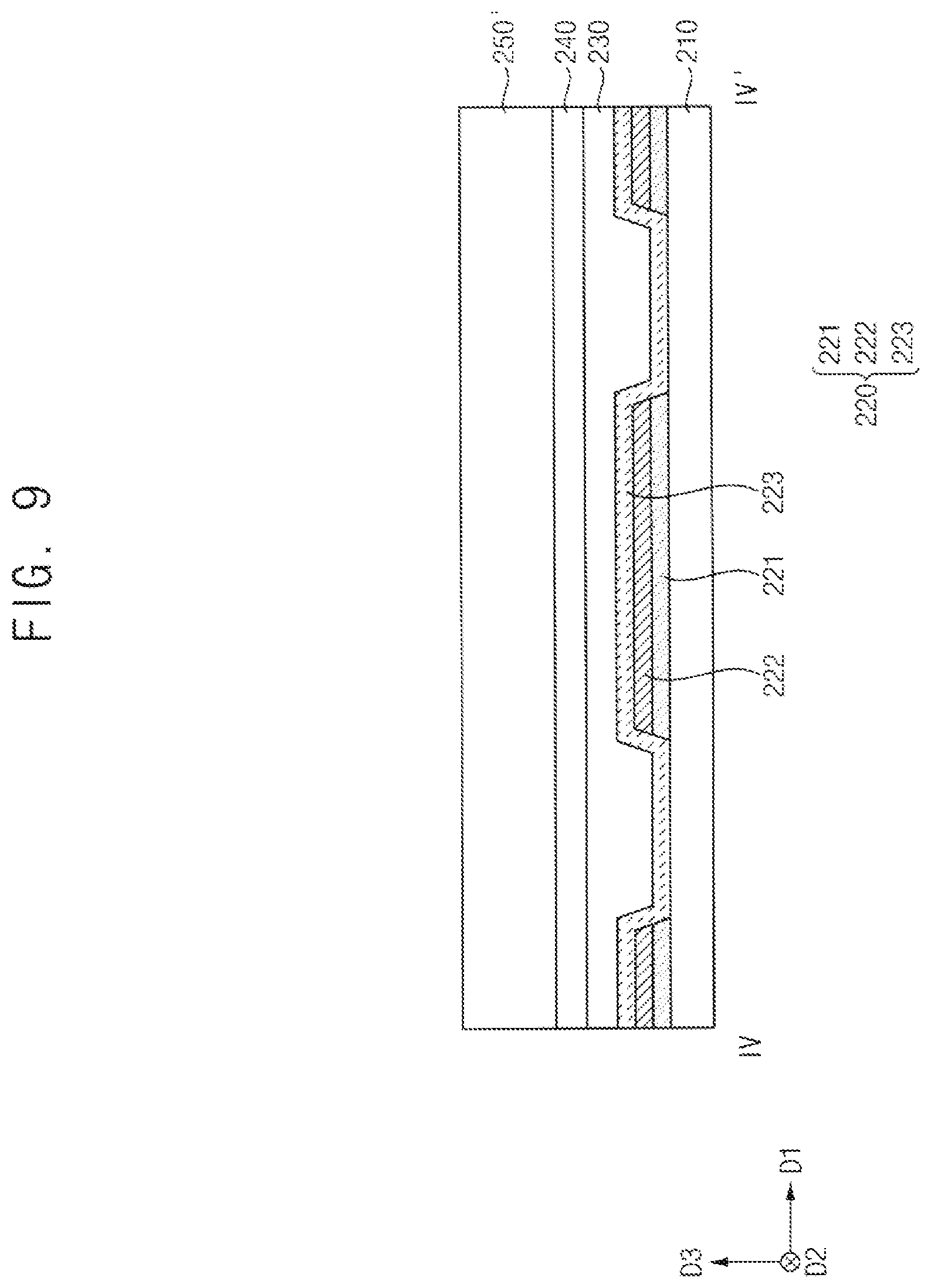 Patent US12310217 Figure 8 – Color conversion substrate including first bank structure surrounding second bank structure and display device including the same
