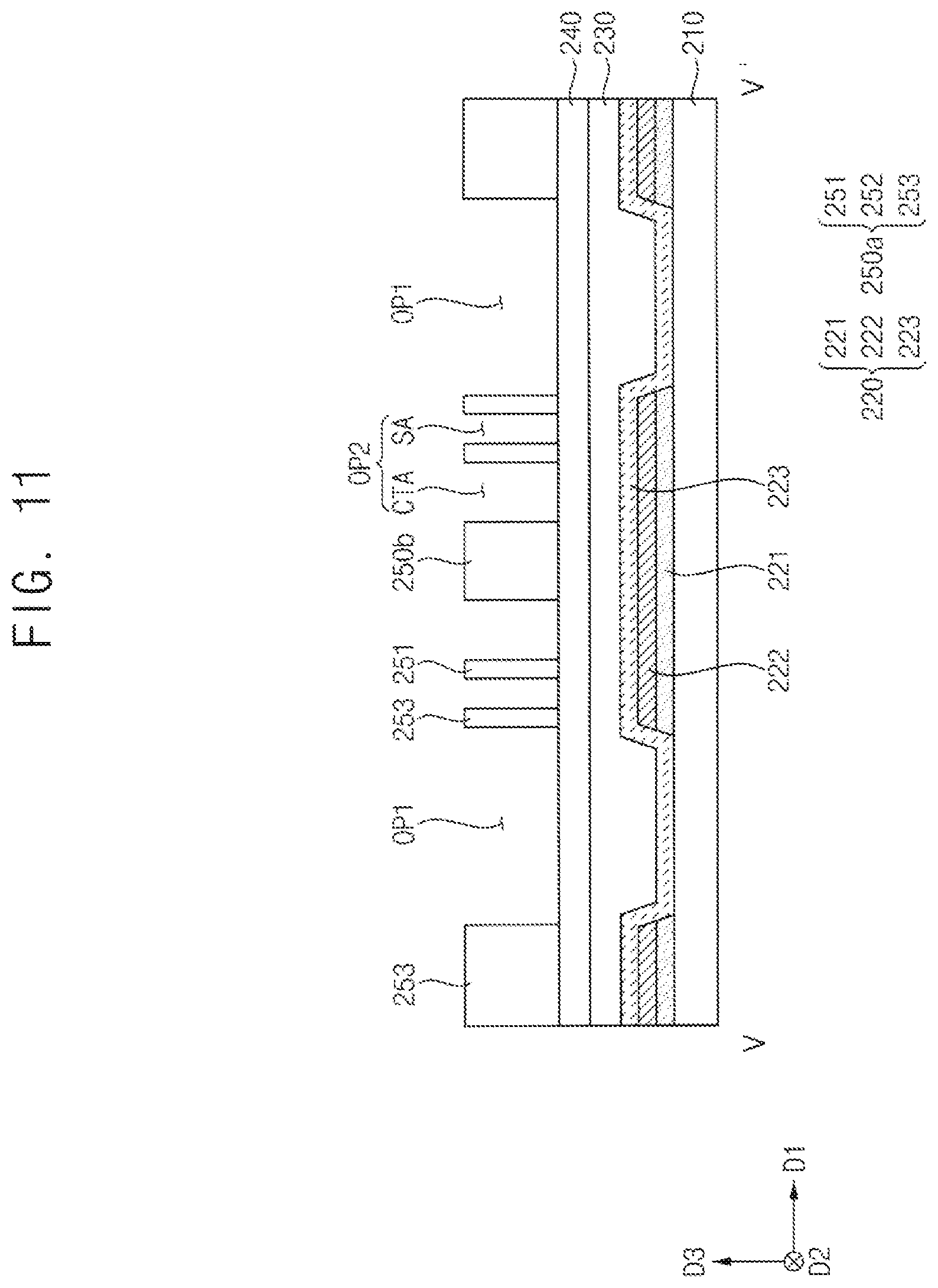 Patent US12310217 Figure 10 – Color conversion substrate including first bank structure surrounding second bank structure and display device including the same