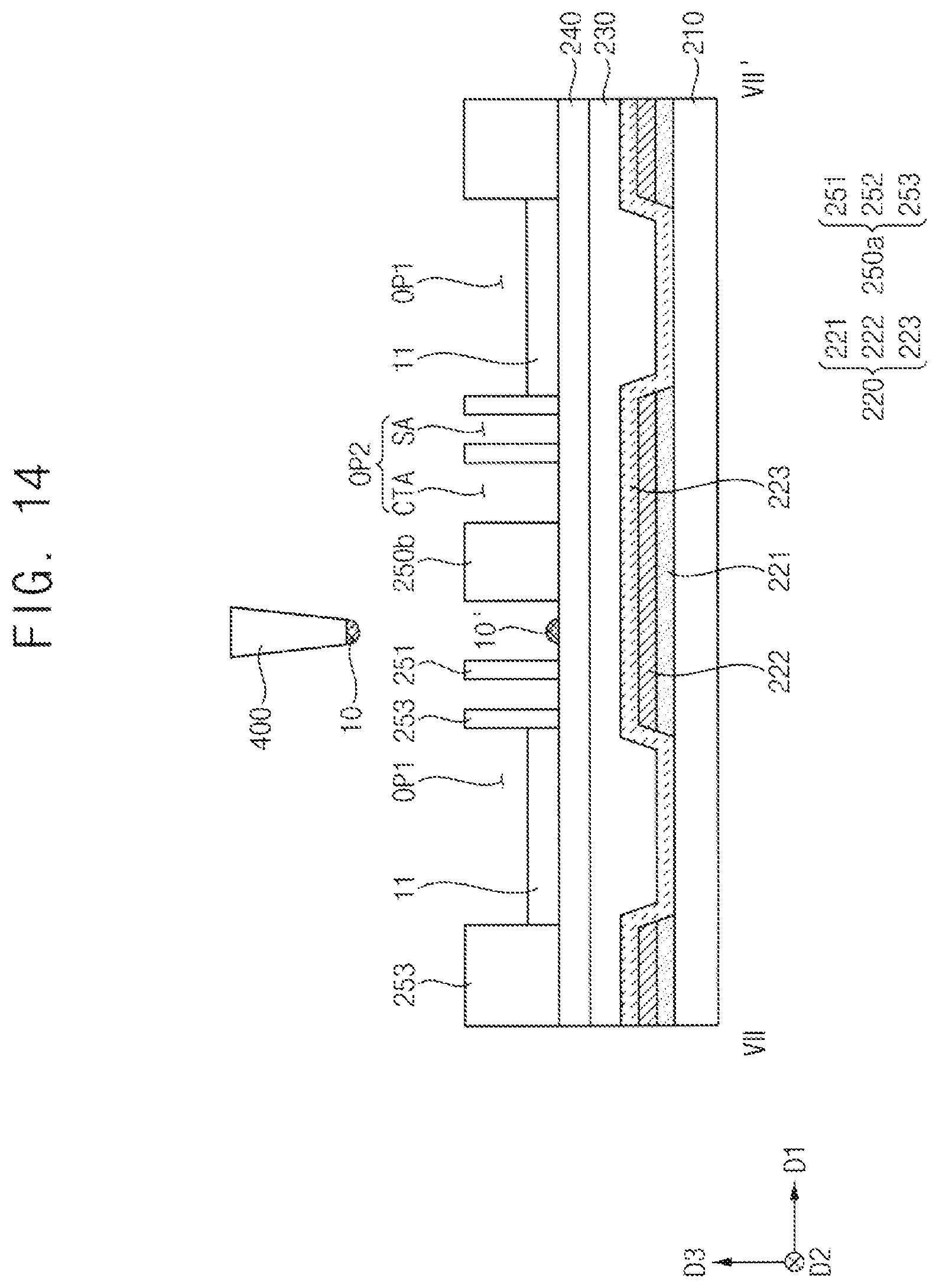 Patent US12310217 Figure 13 – Color conversion substrate including first bank structure surrounding second bank structure and display device including the same