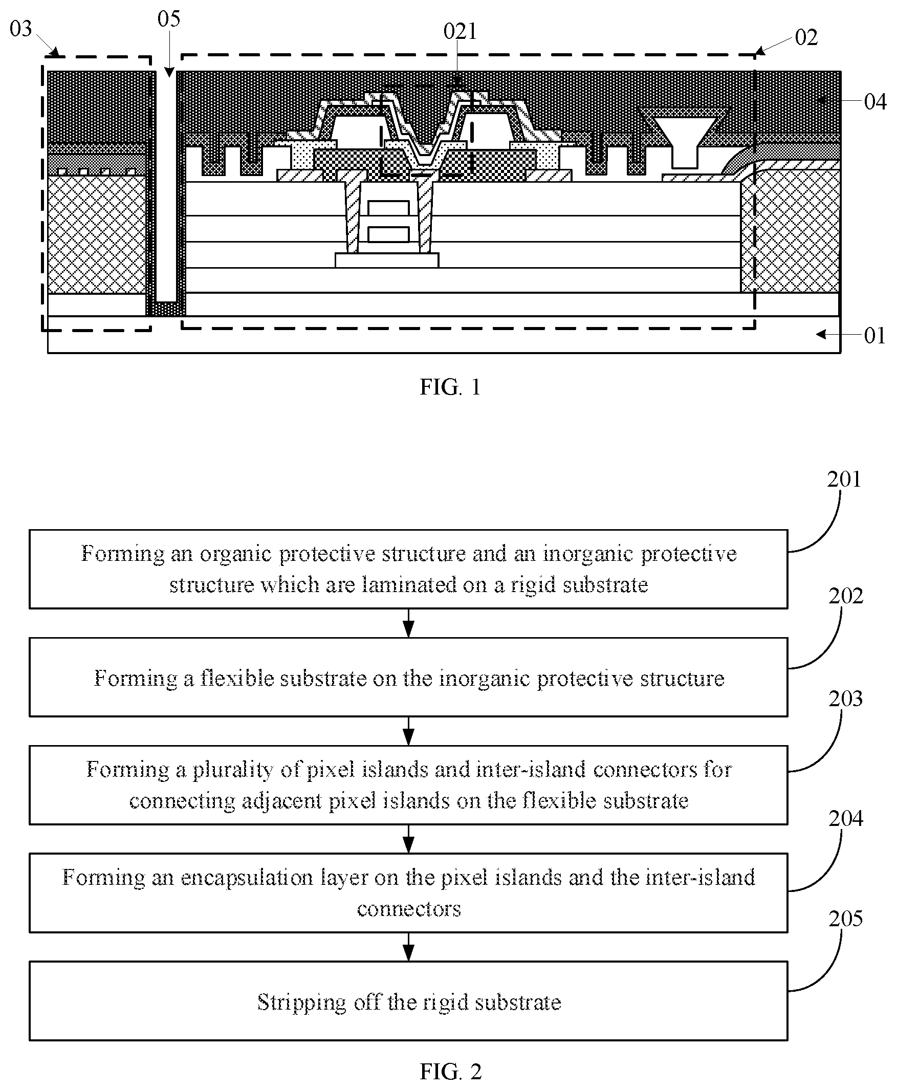Patent US12310225 Figure 1 – Stretchable display panel and method for manufacturing same, and display device