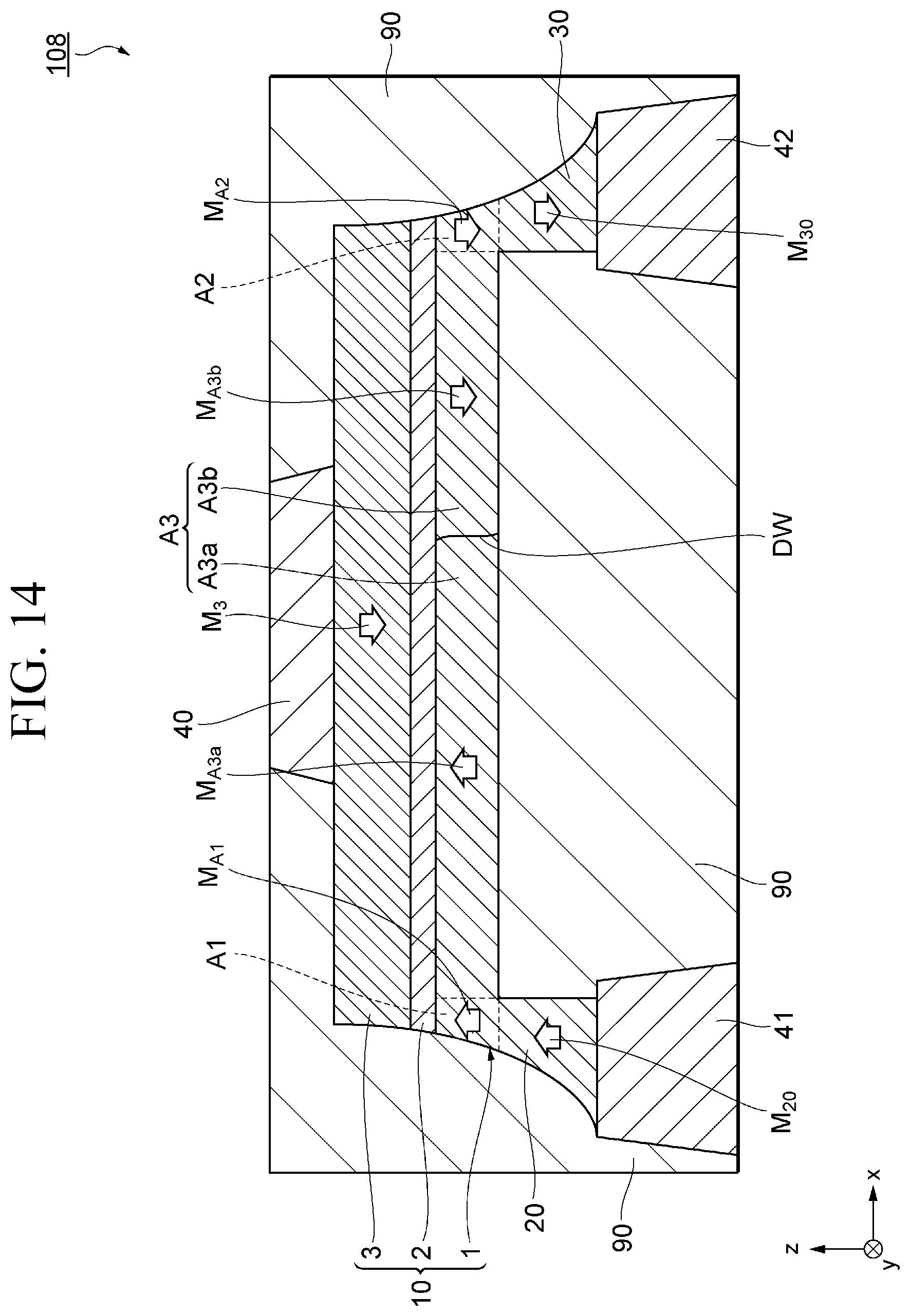 Patent US12310253 Figure 14 – Magnetic domain wall movement element and magnetic array