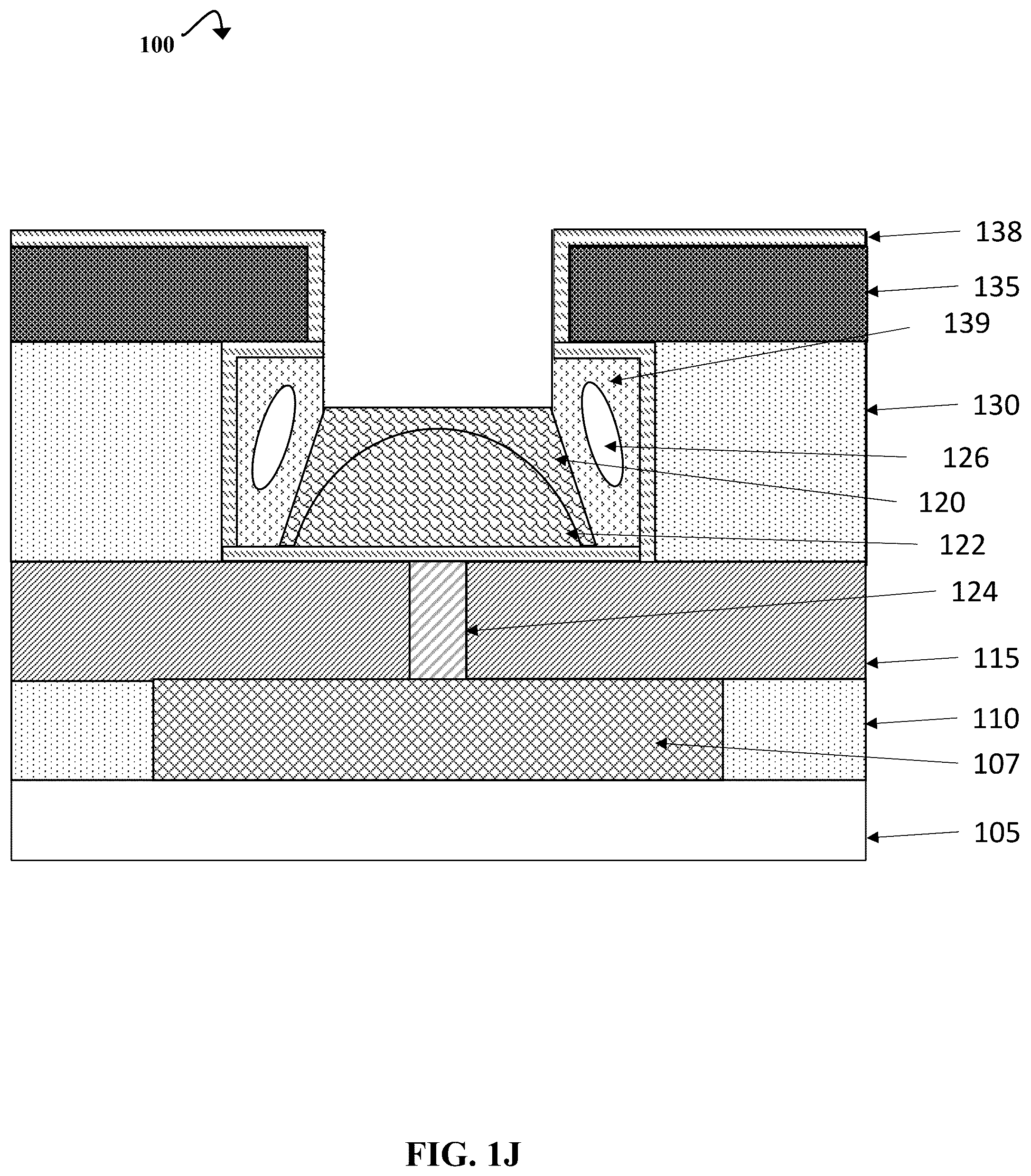 Patent US12310265 Figure 10 – Dome-shaped phase change memory mushroom cell
