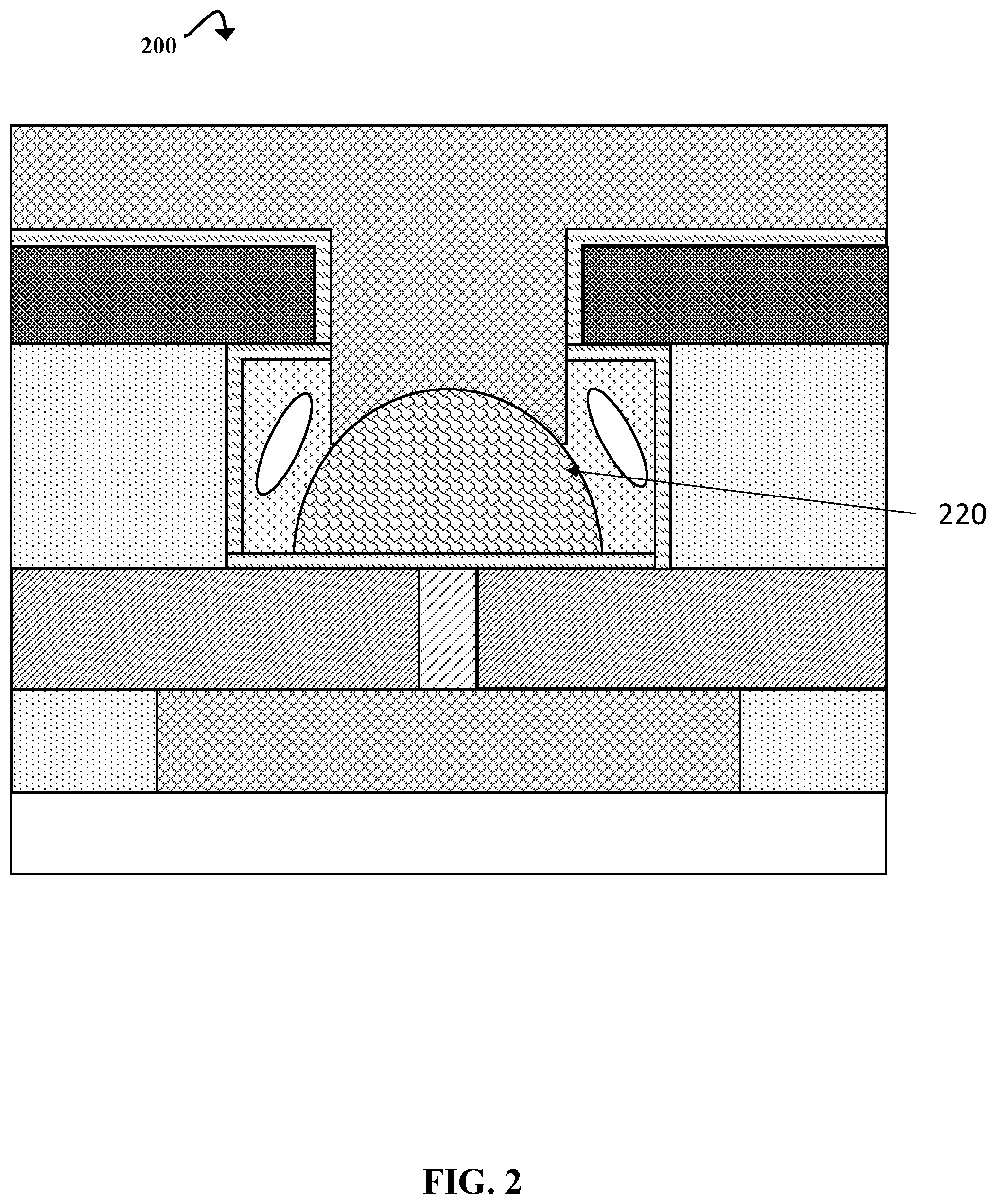 Patent US12310265 Figure 12 – Dome-shaped phase change memory mushroom cell