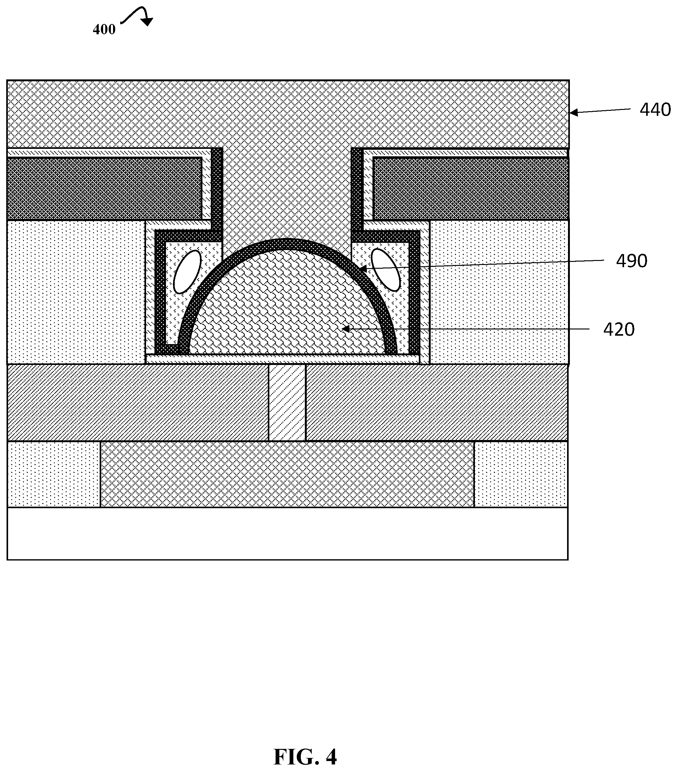 Patent US12310265 Figure 14 – Dome-shaped phase change memory mushroom cell