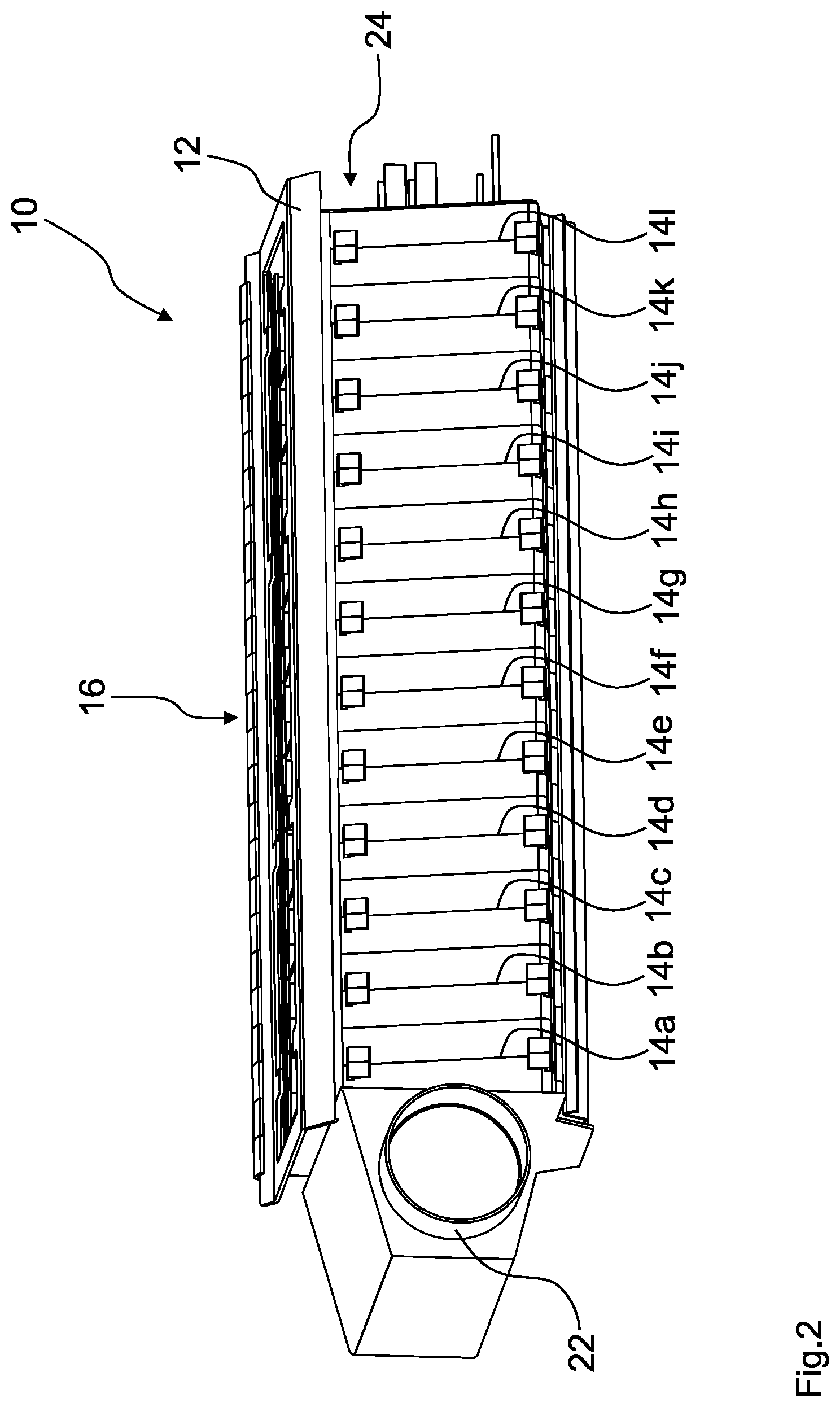Patent US12310281 Figure 2 – Distribution device for granular material