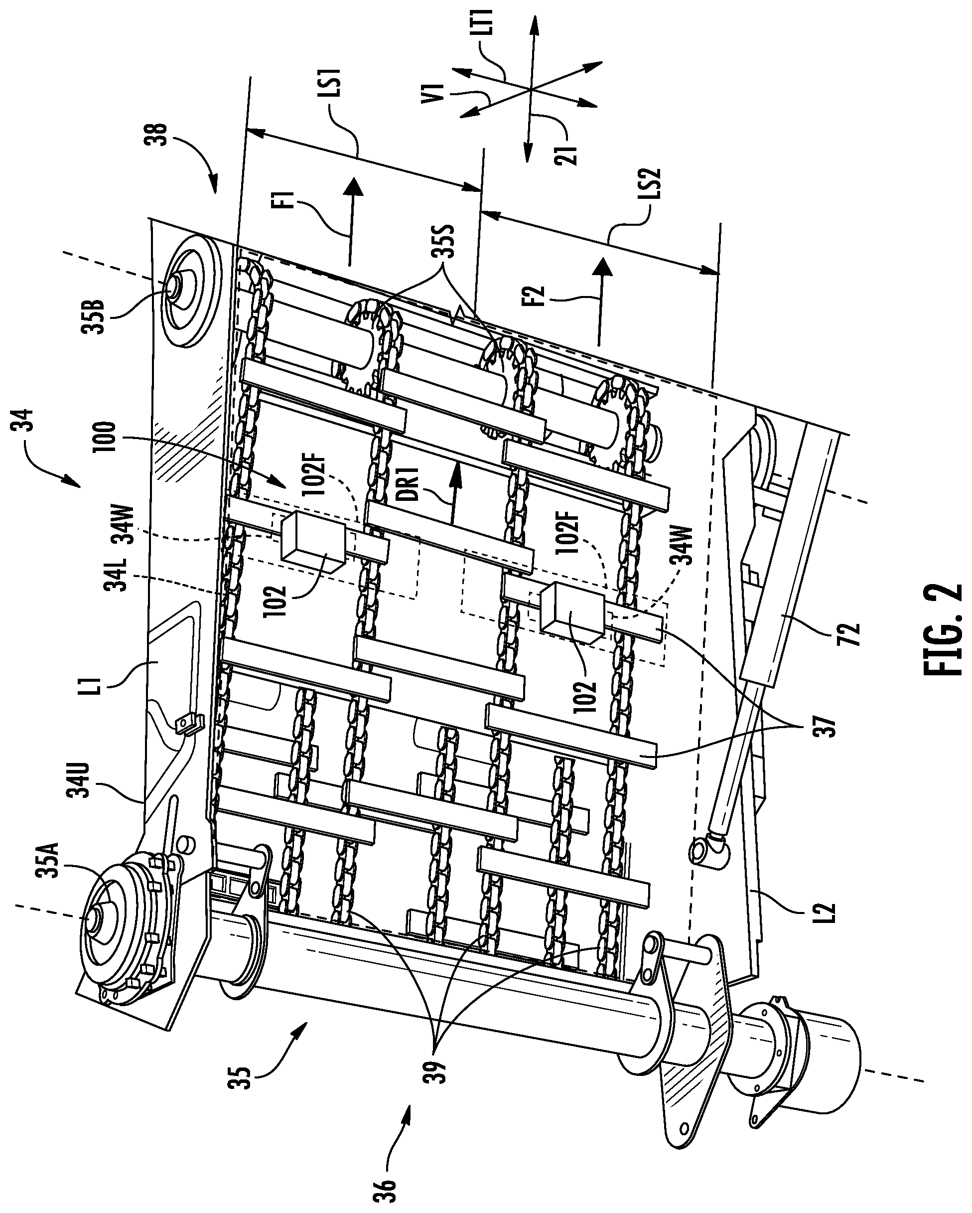 Patent US12310287 Figure 2 – Agricultural system and method for monitoring feeder throughput of a harvester
