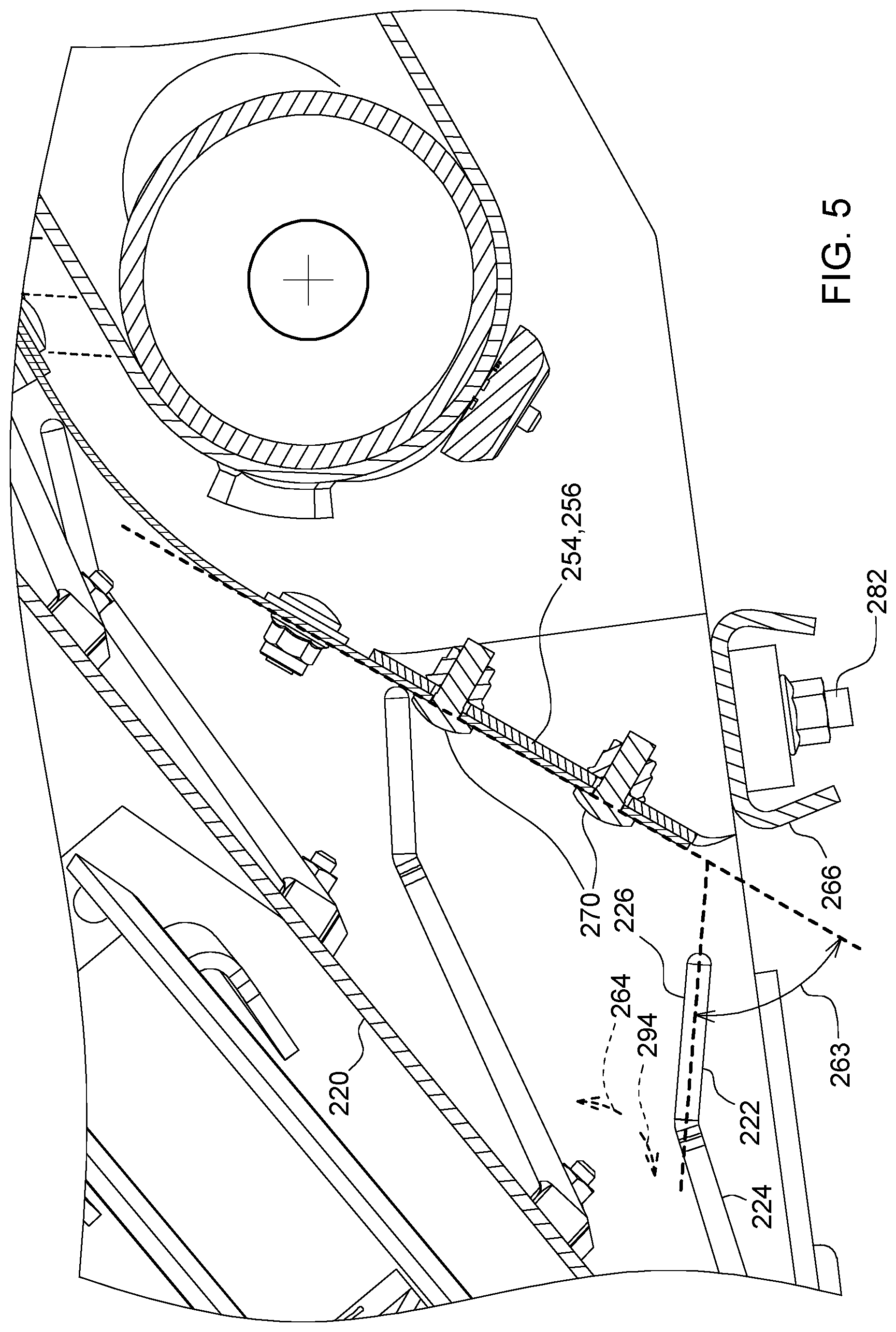 Patent US12310289 Figure 6 – Pickup belt header finger guide ramp