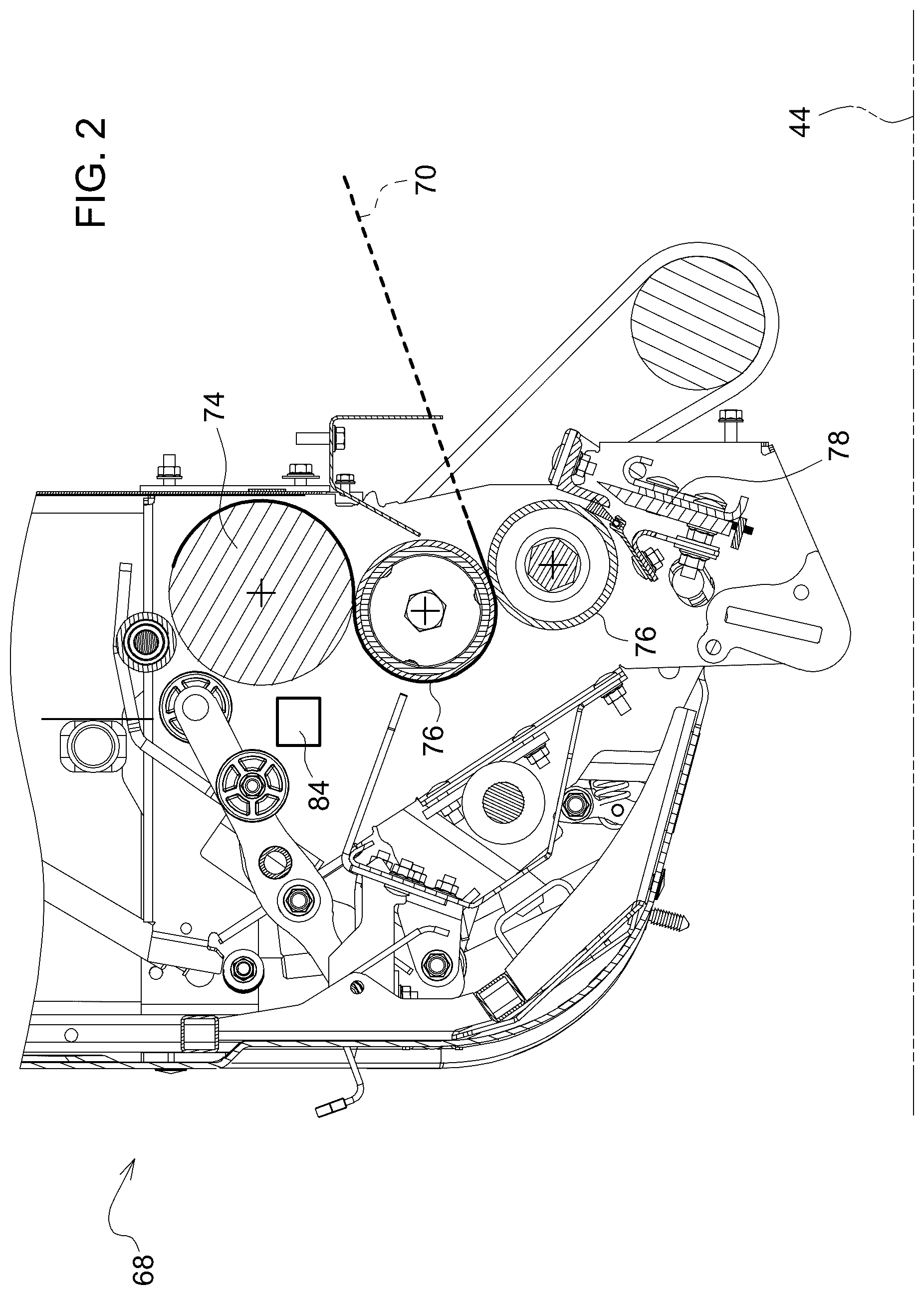 Patent US12310291 Figure 2 – Round bale ground placement orientation during baler ejection
