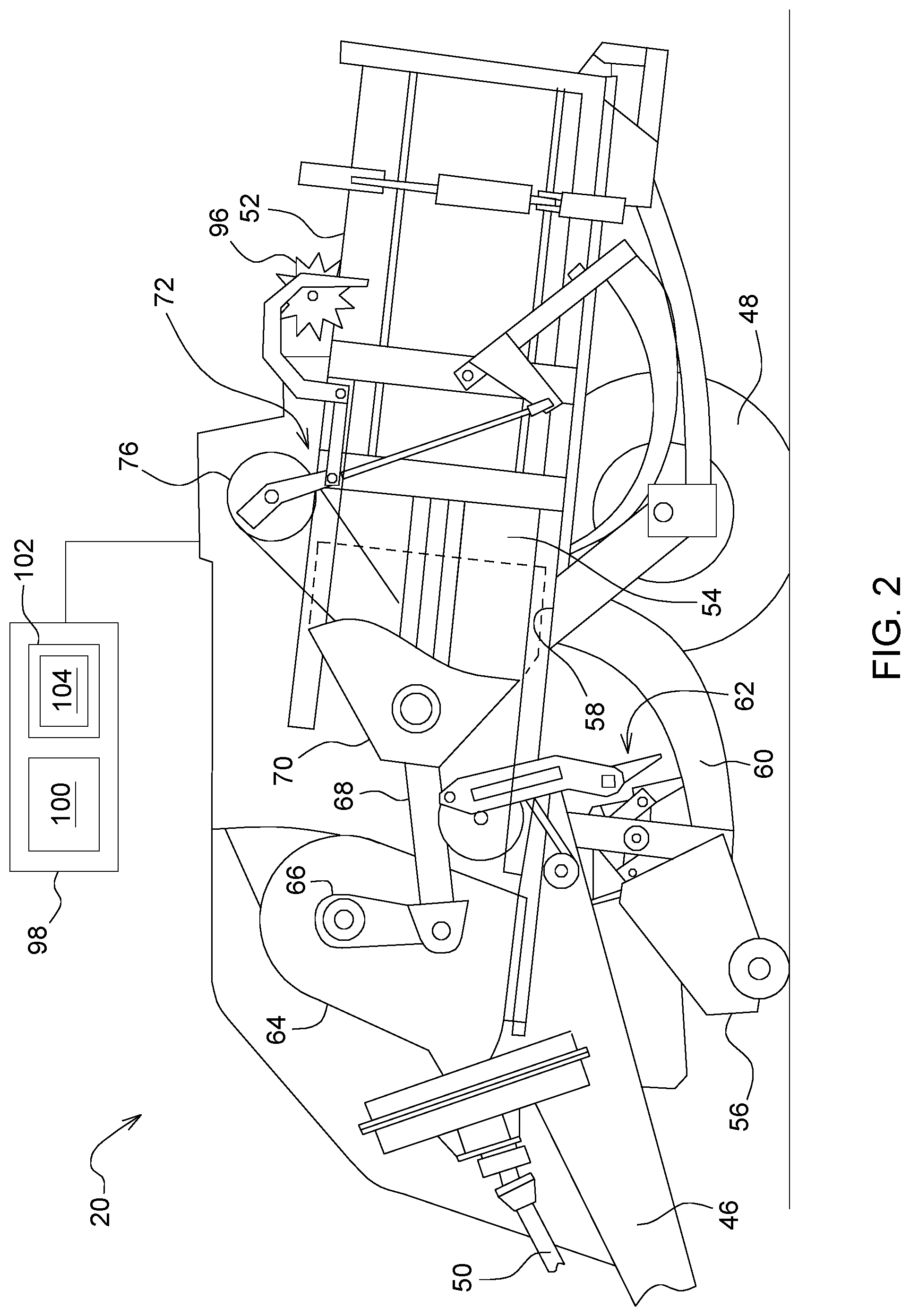 Patent US12310292 Figure 2 – Square baler implement with twine monitoring system