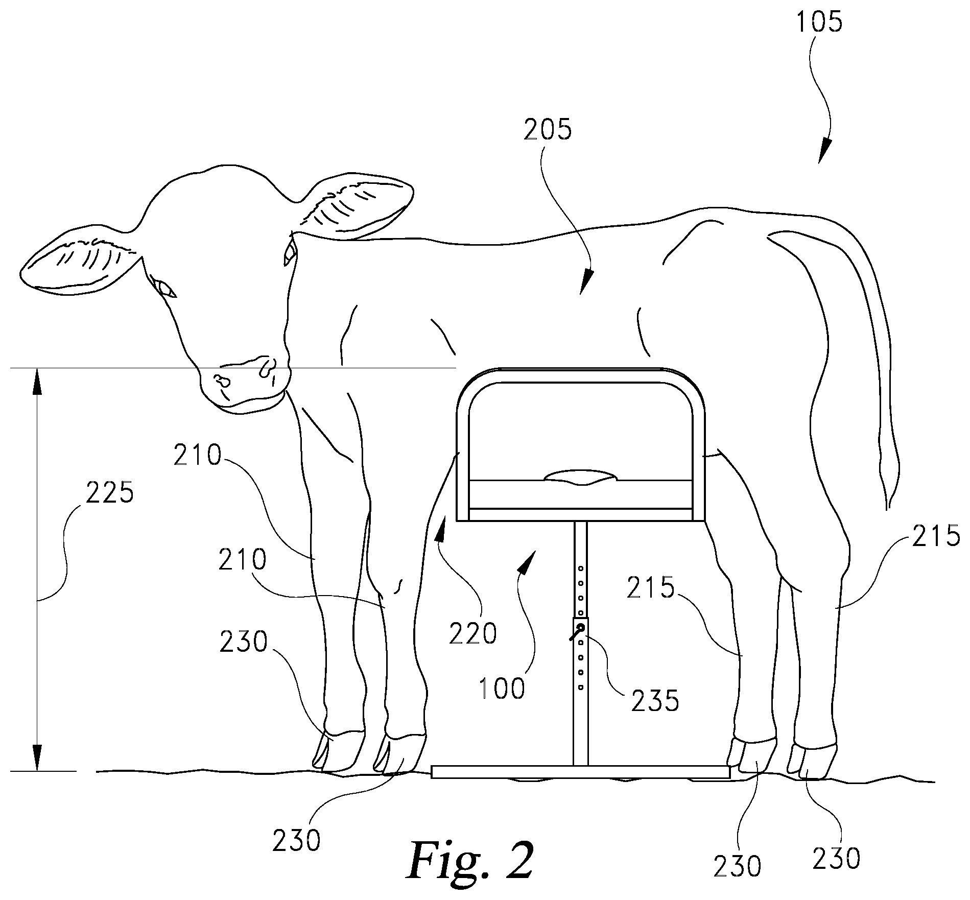 Patent US12310332 Figure 2 – Calf nursing cradle