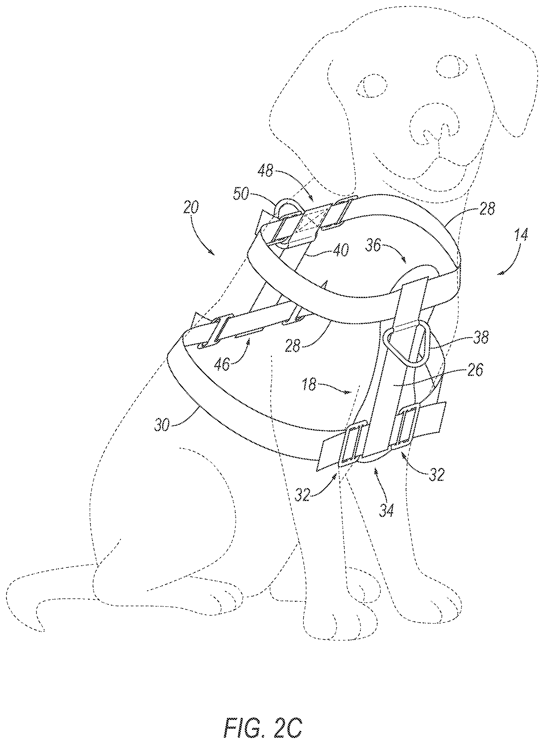 Patent US12310333 Figure 3 – Dog harness assembly for vehicle