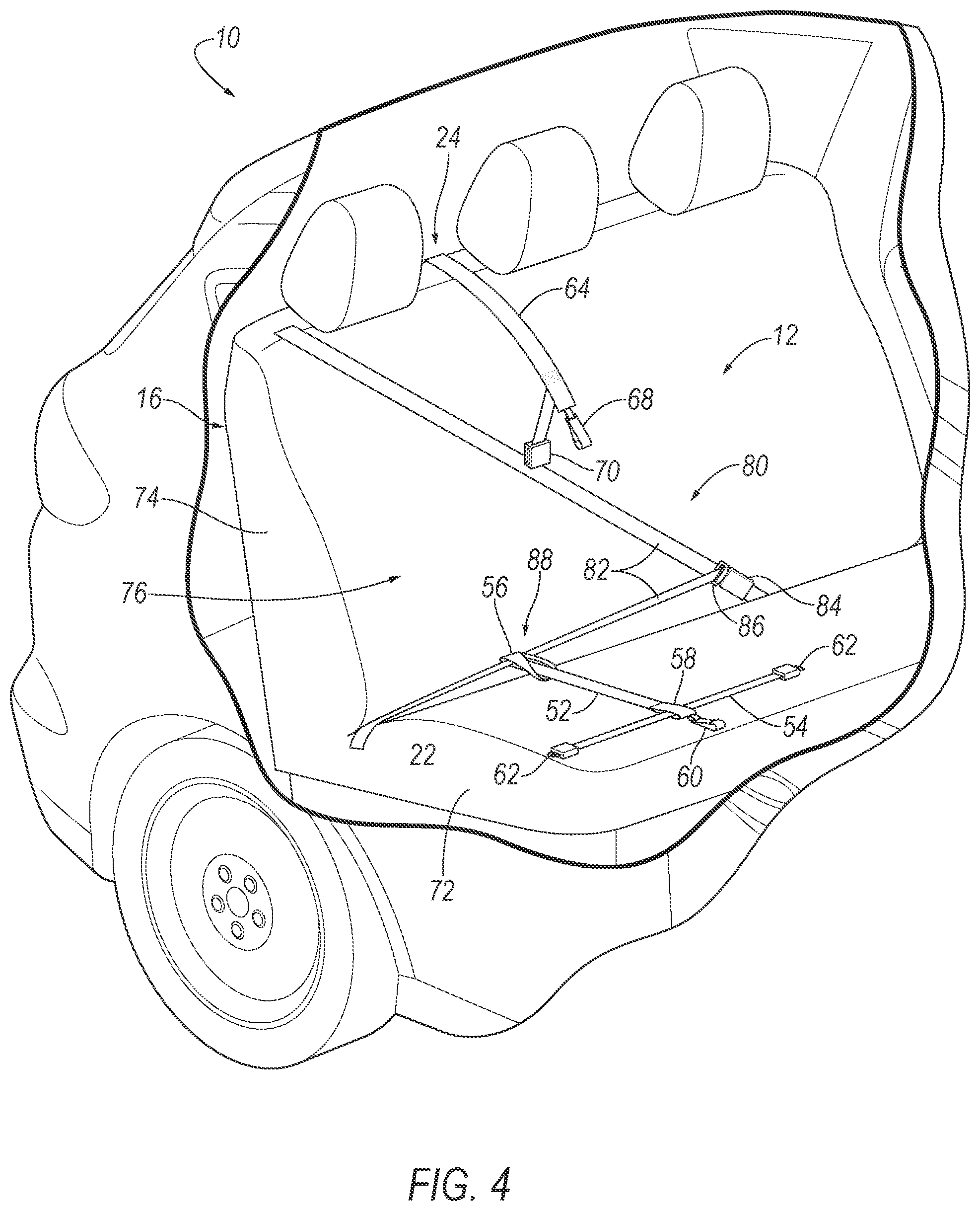 Patent US12310333 Figure 6 – Dog harness assembly for vehicle