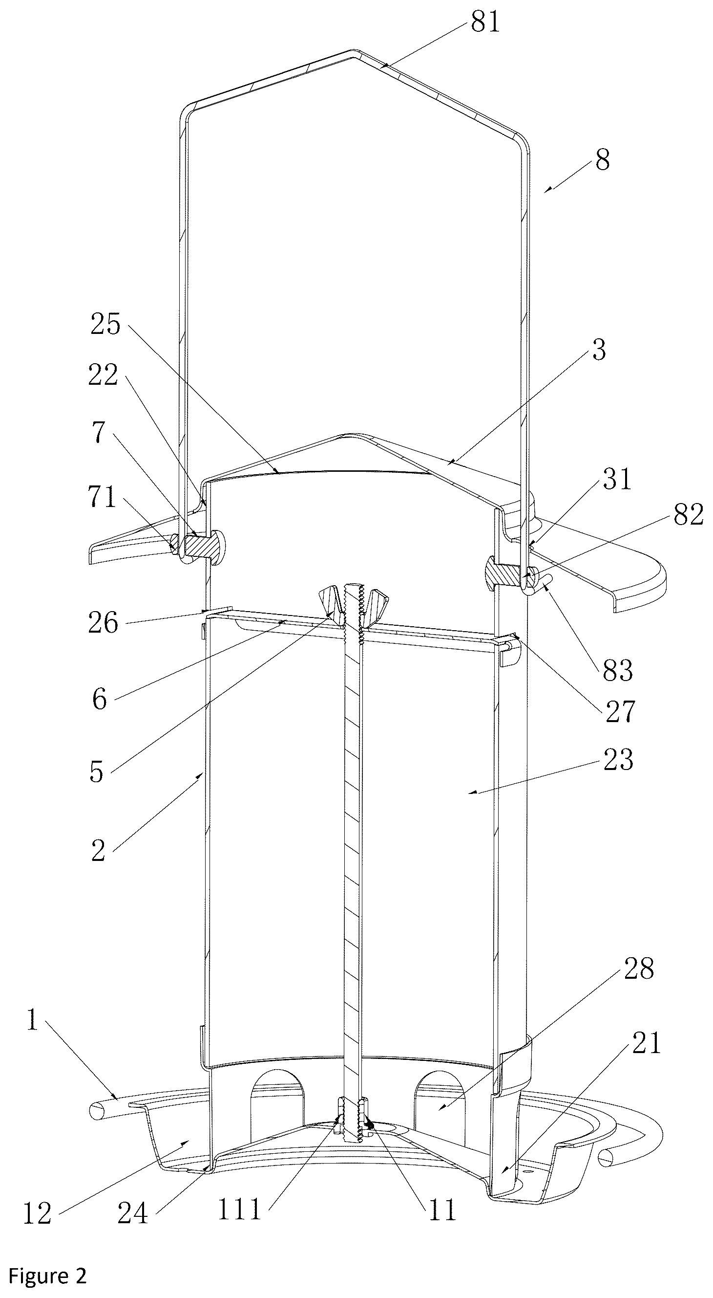 Patent US12310335 Figure 2 – Detachable bird feeder
