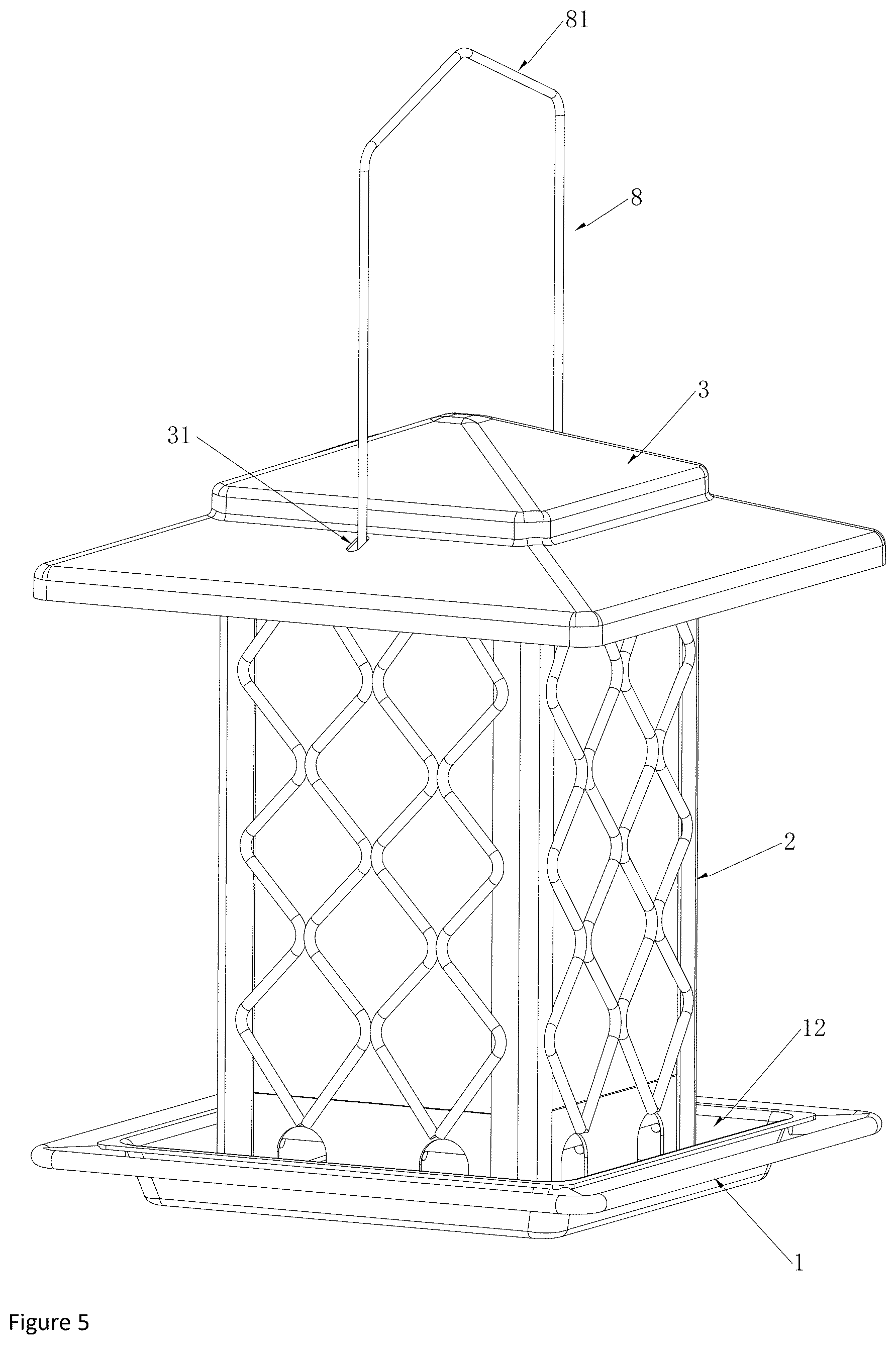 Patent US12310335 Figure 5 – Detachable bird feeder