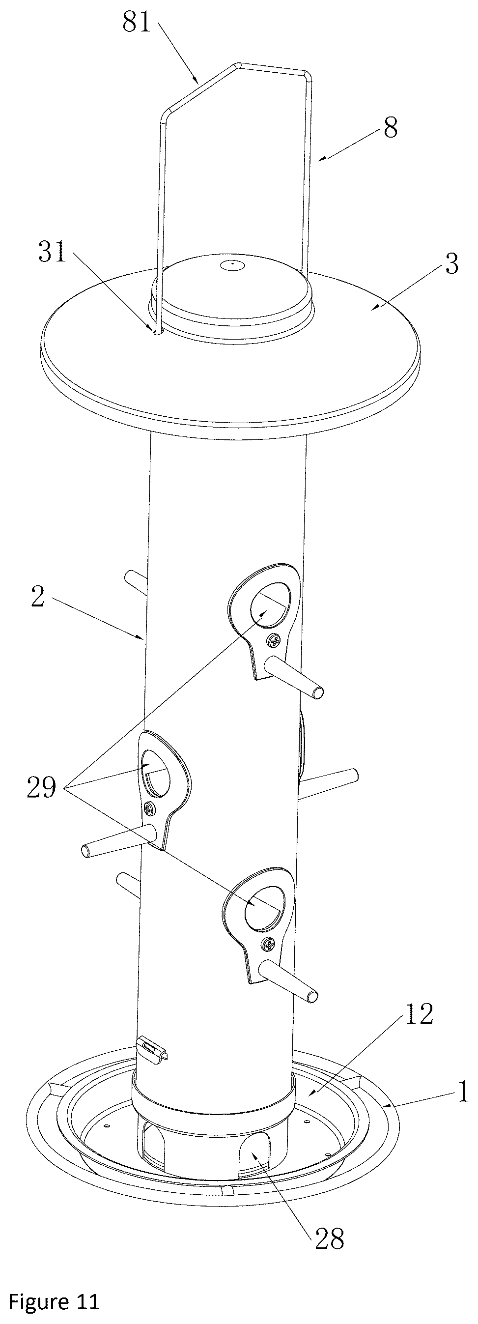 Patent US12310335 Figure 11 – Detachable bird feeder