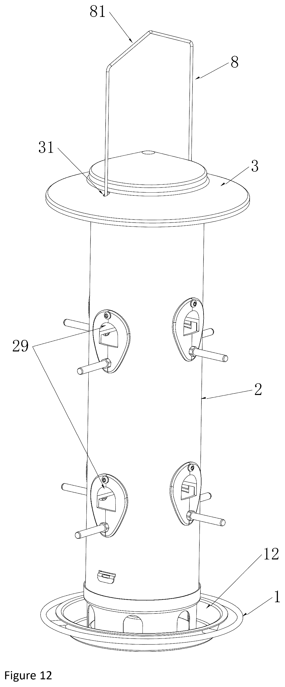 Patent US12310335 Figure 12 – Detachable bird feeder