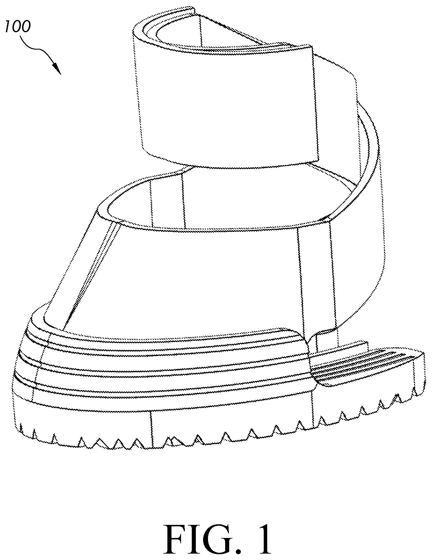 Patent US12310347 Figure 1 – Open-design horse boot