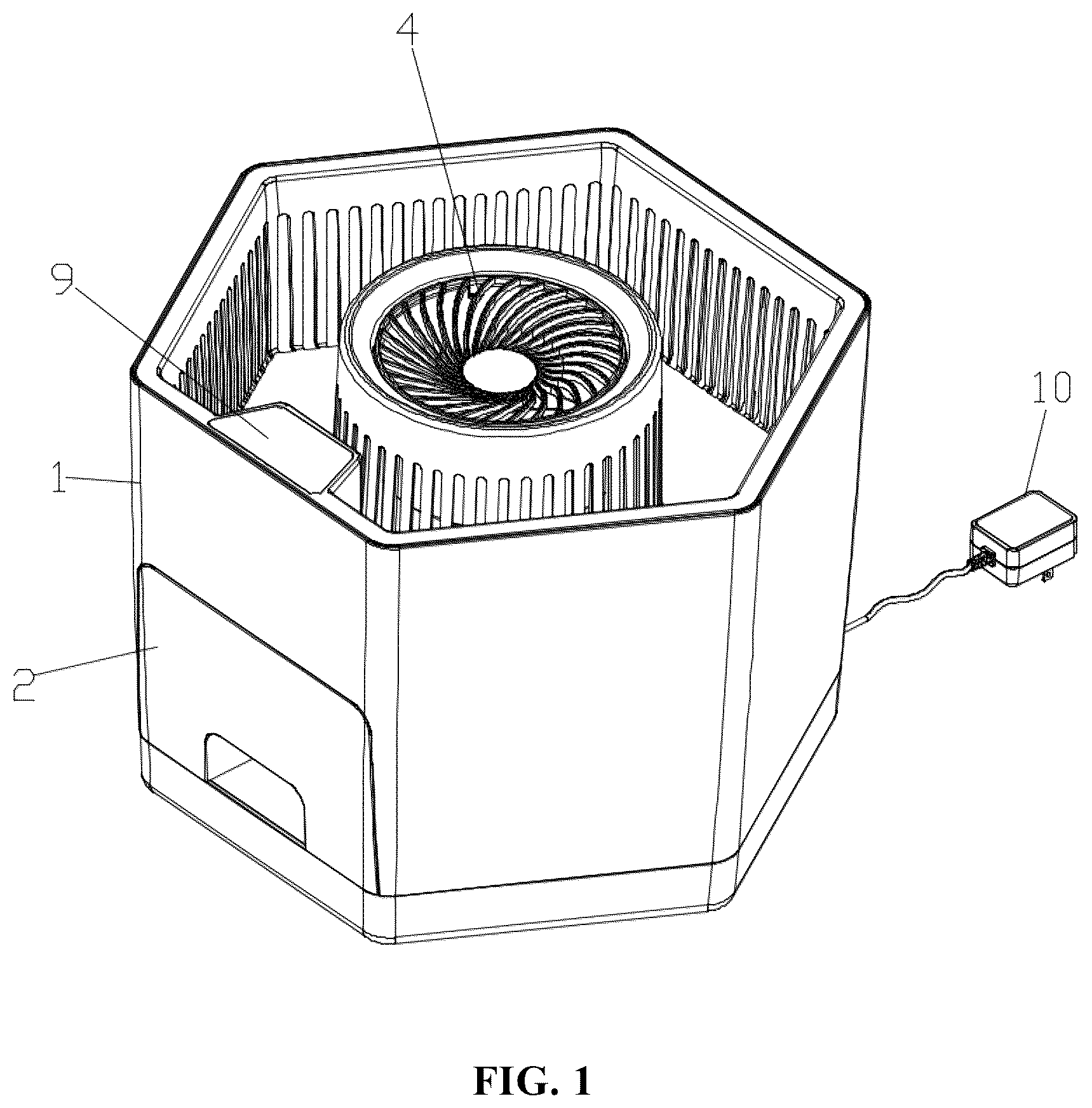 Patent US12310349 Figure 1 – Mosquito trapping device