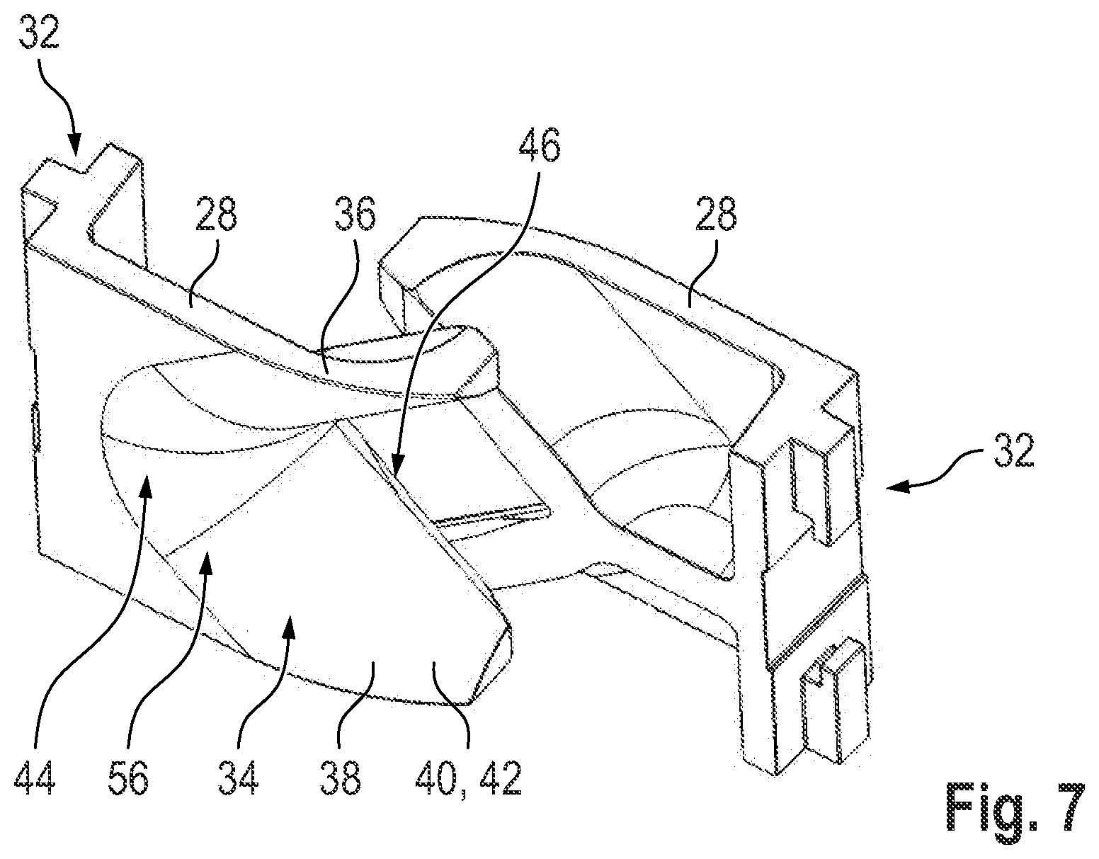 Patent US12310374 Figure 7 – Separator with crimping member for separating portions from elongate casings stuffed with food mass, and associated methods