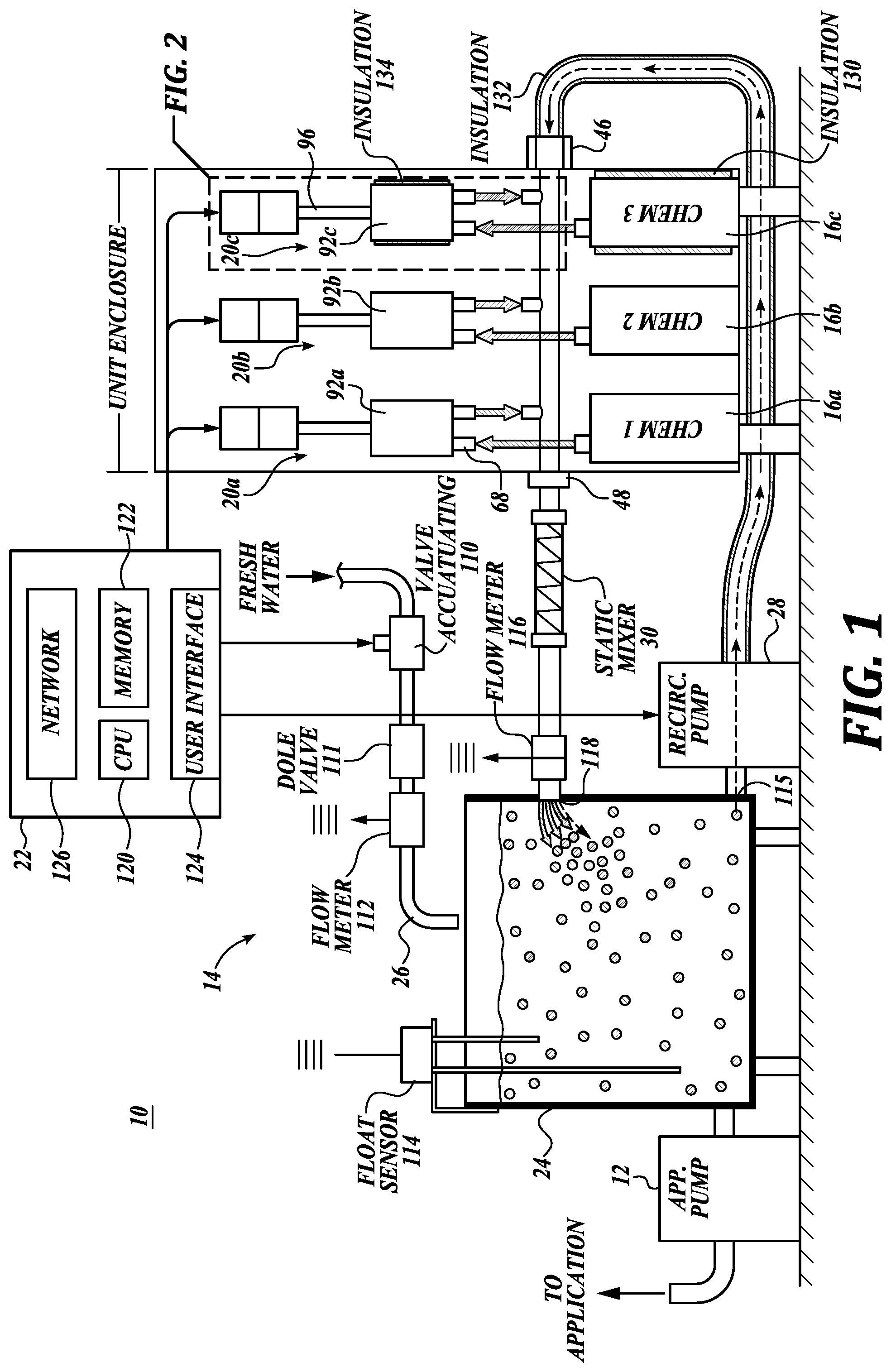 Patent US12310378 Figure 1 – Produce processing dosing system