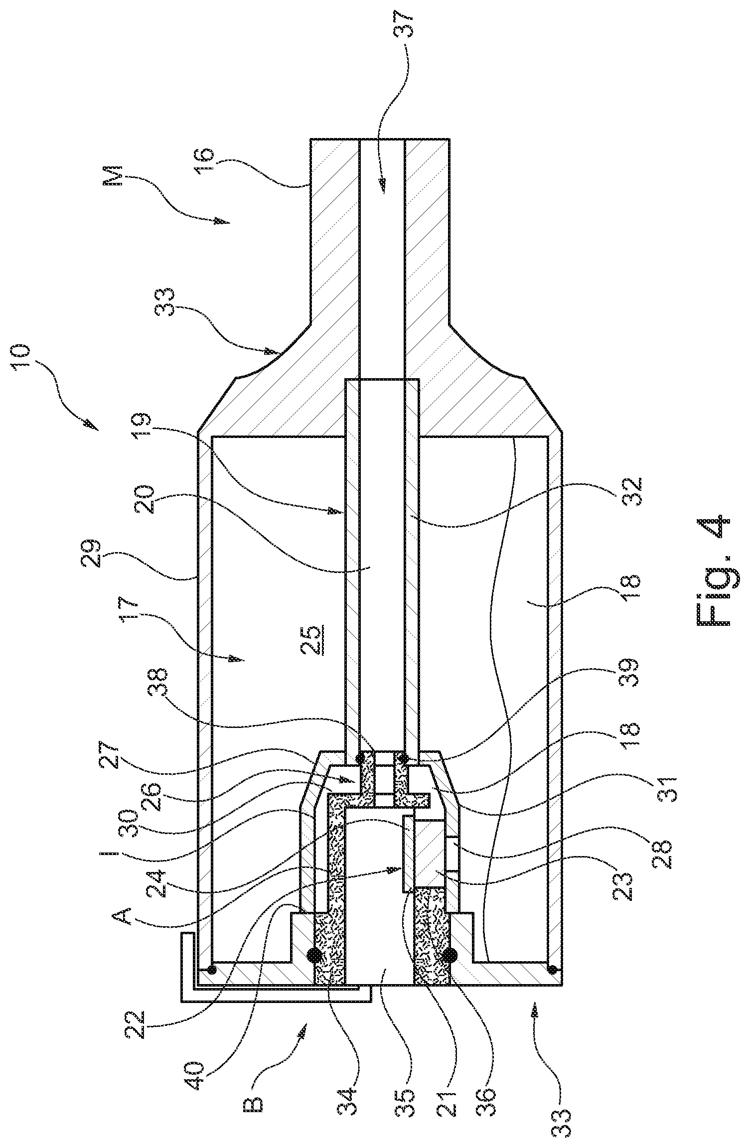 Patent US12310401 Figure 4 – Vaporizer cartridge and inhaler comprising such a vaporizer cartridge