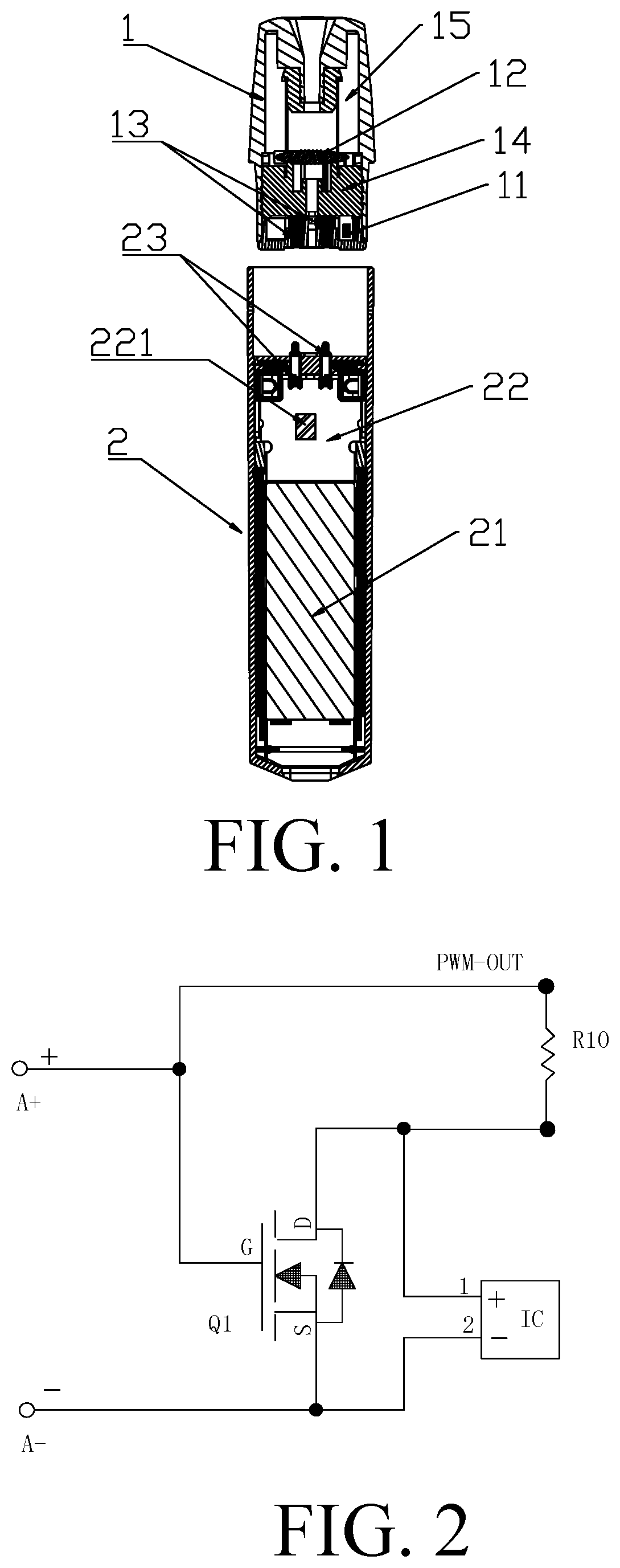 Patent US12310412 Figure 1 – Electronic cigarette with two-wire encryption chip for anti-counterfeiting