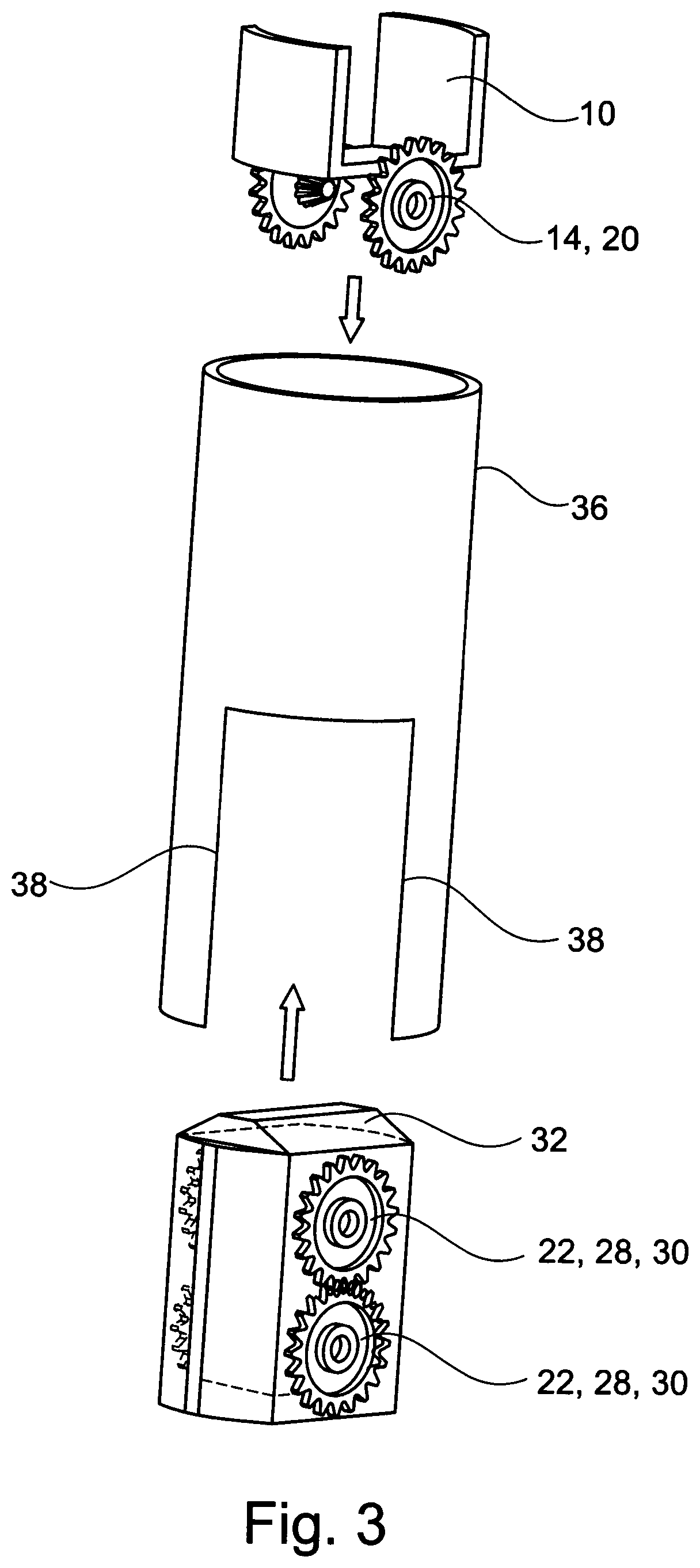 Patent US12310421 Figure 3 – Cleaning tool for heating element with gears