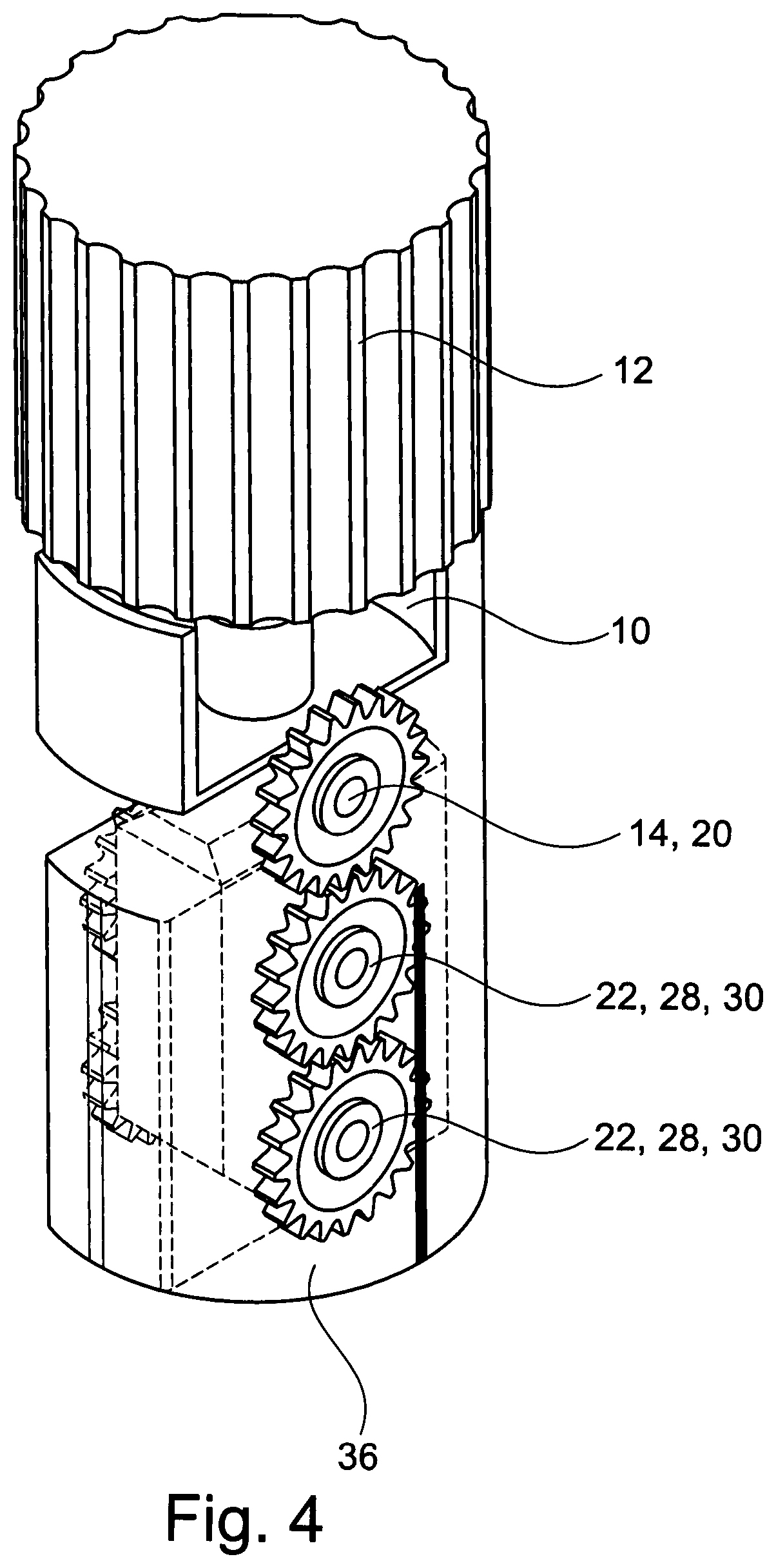 Patent US12310421 Figure 4 – Cleaning tool for heating element with gears