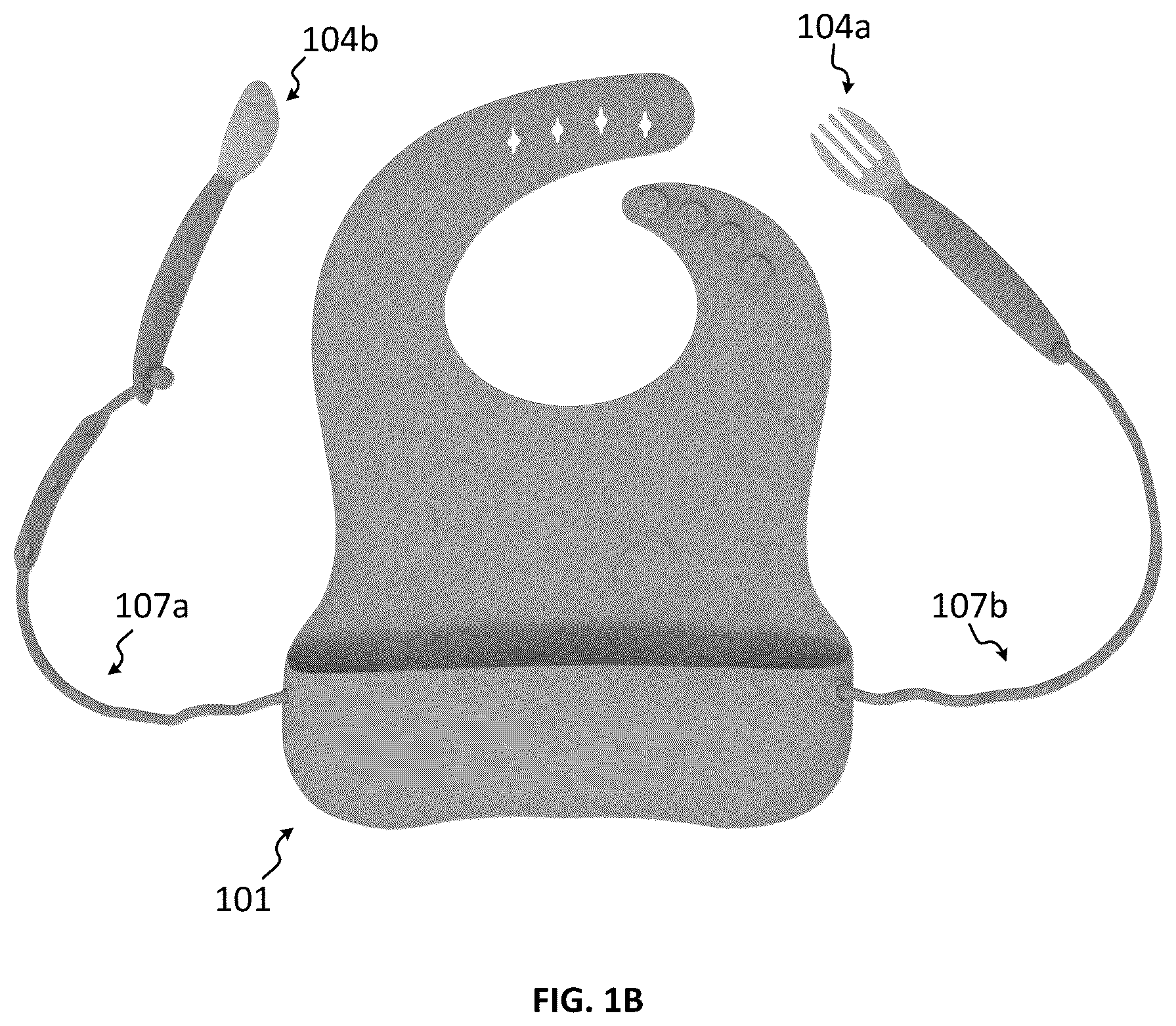 Patent US12310423 Figure 2 – Bib and utensil kit