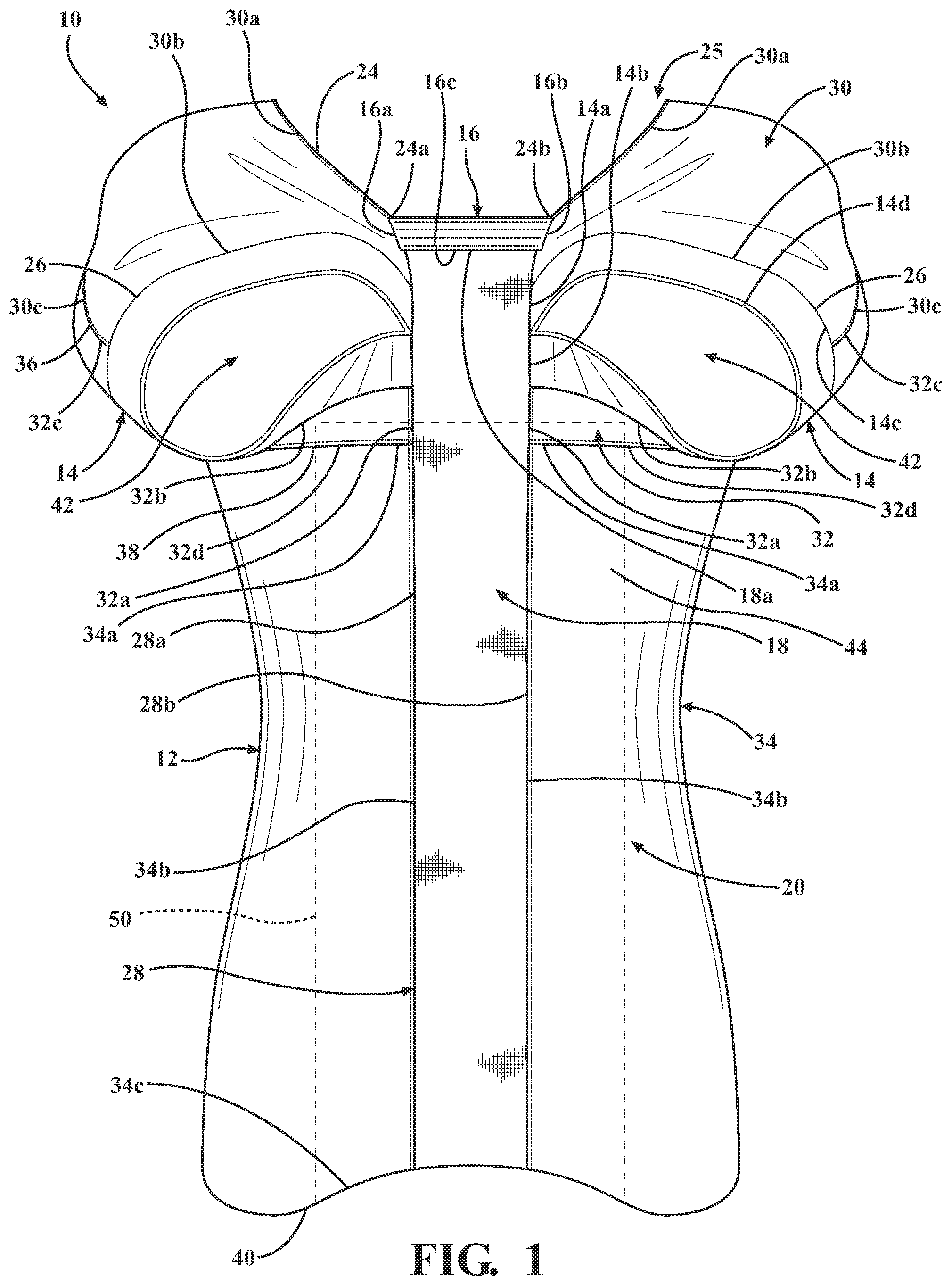 Patent US12310430 — Support shirts including a restriction panel — Figure 1