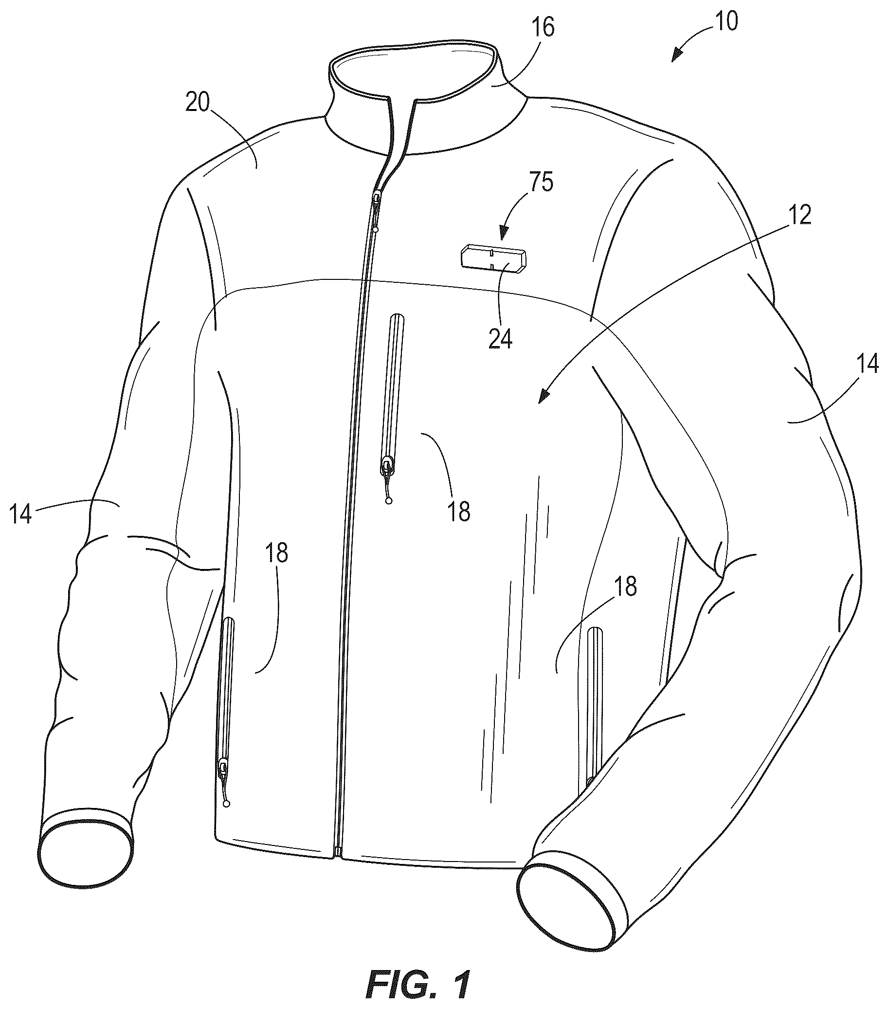 Patent US12310431 — Article of clothing with control button — Figure 1
