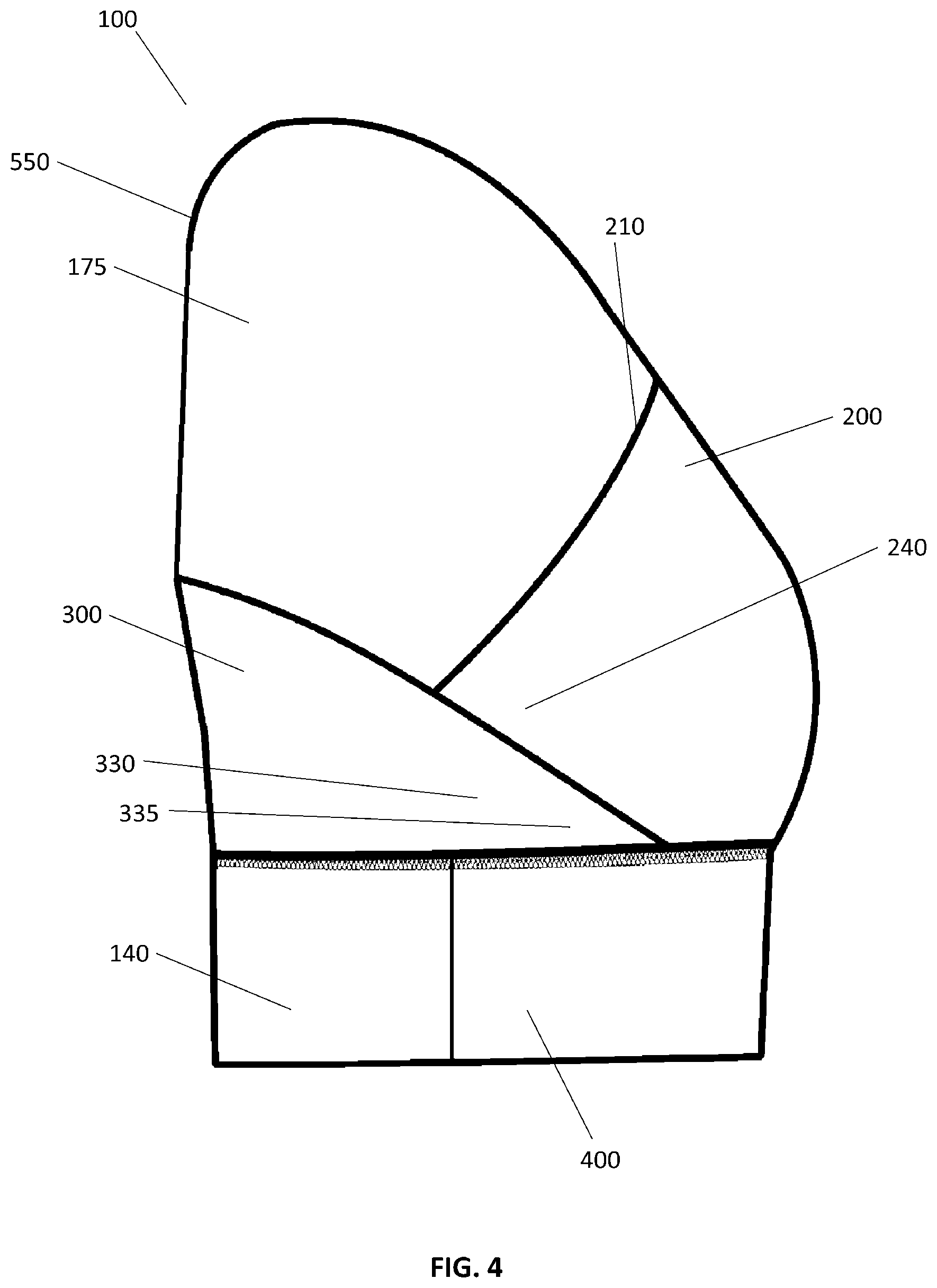 Patent US12310439 Figure 4 – Garment having cup pockets with concealed openings