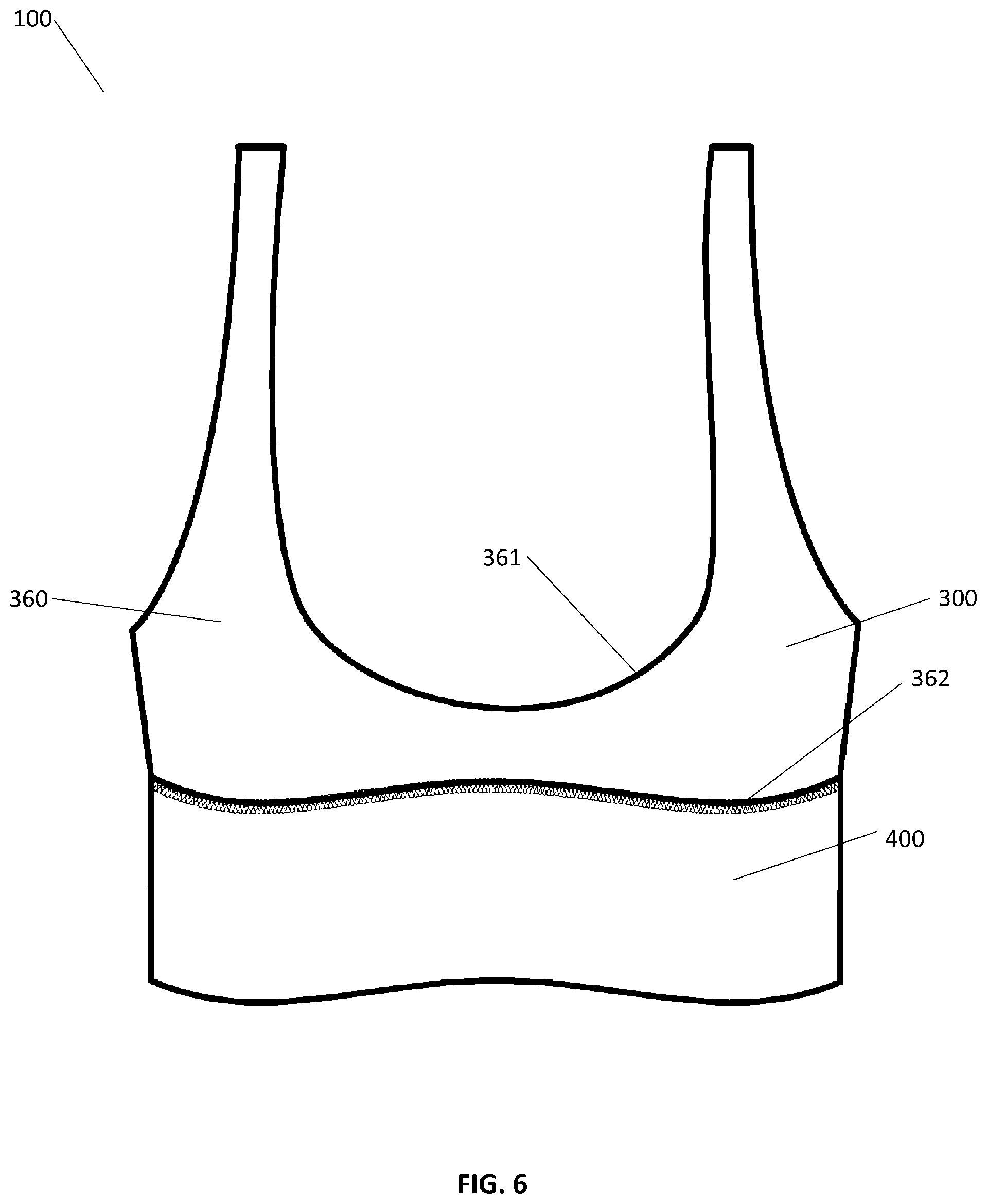 Patent US12310439 Figure 6 – Garment having cup pockets with concealed openings