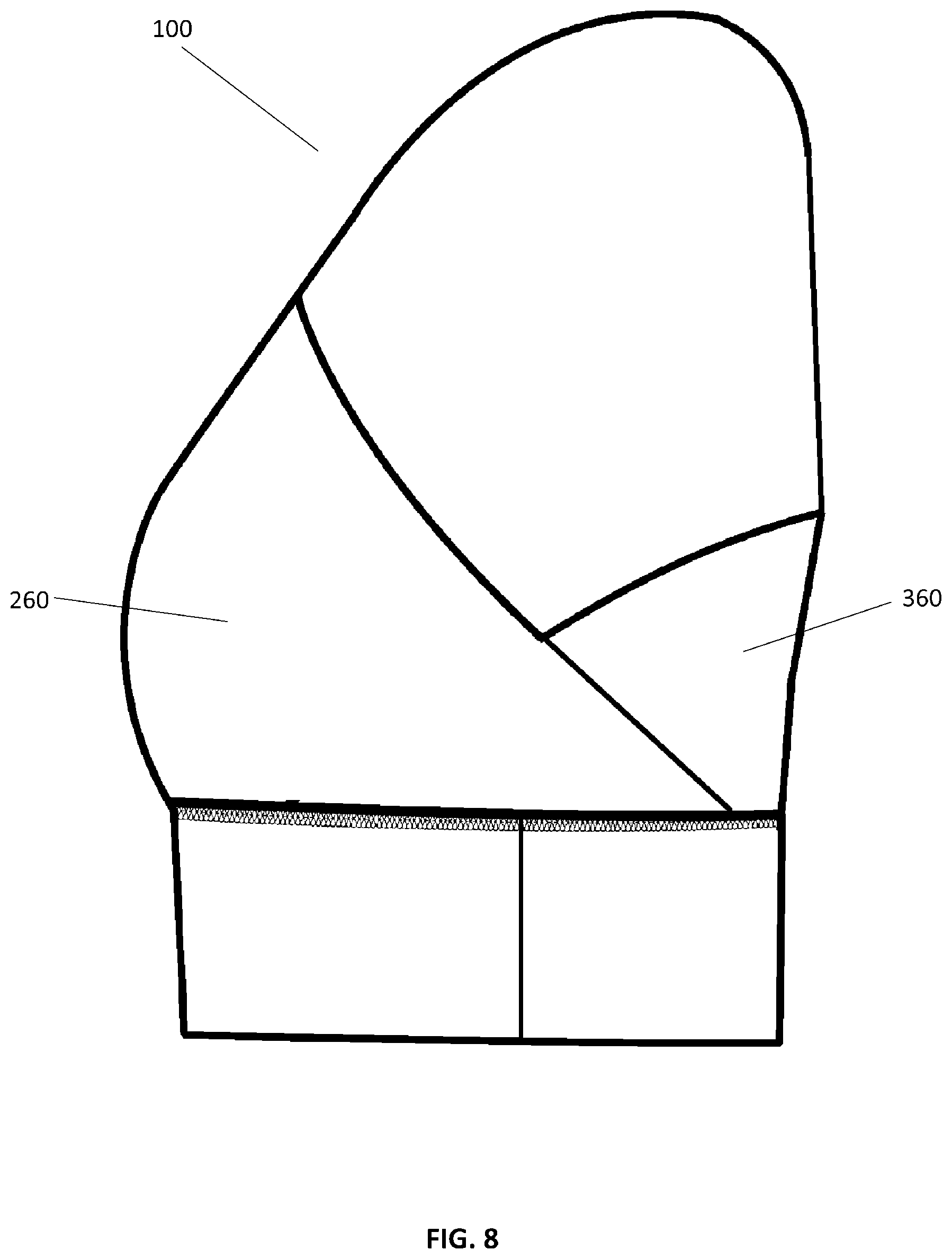 Patent US12310439 Figure 8 – Garment having cup pockets with concealed openings