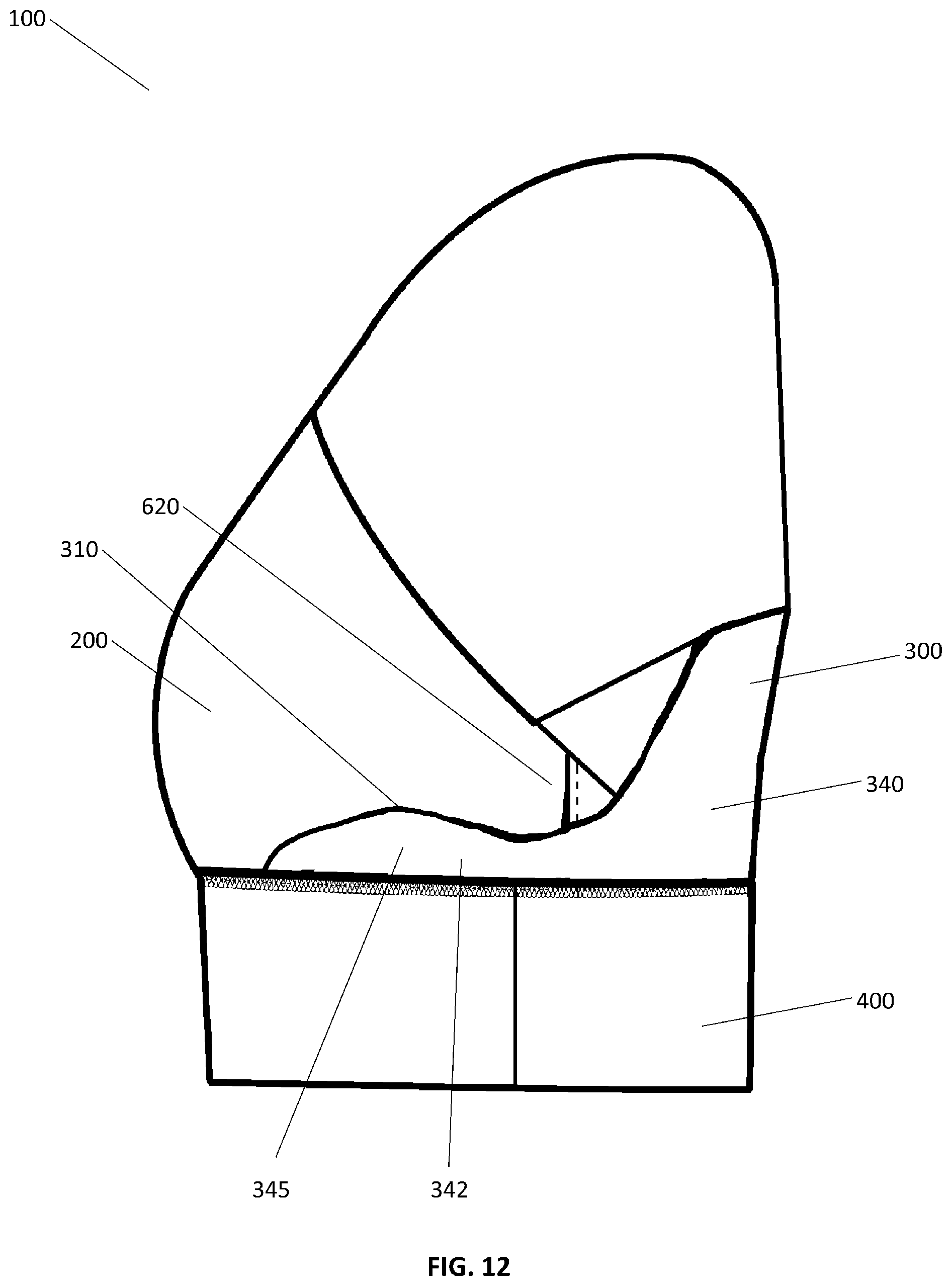 Patent US12310439 Figure 12 – Garment having cup pockets with concealed openings